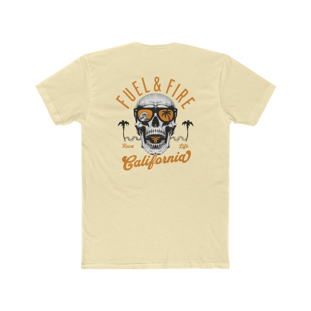 California Skull Tee - "Fuel & Fire" Retro Palm-Tree Graphic Cotton T-Shirt