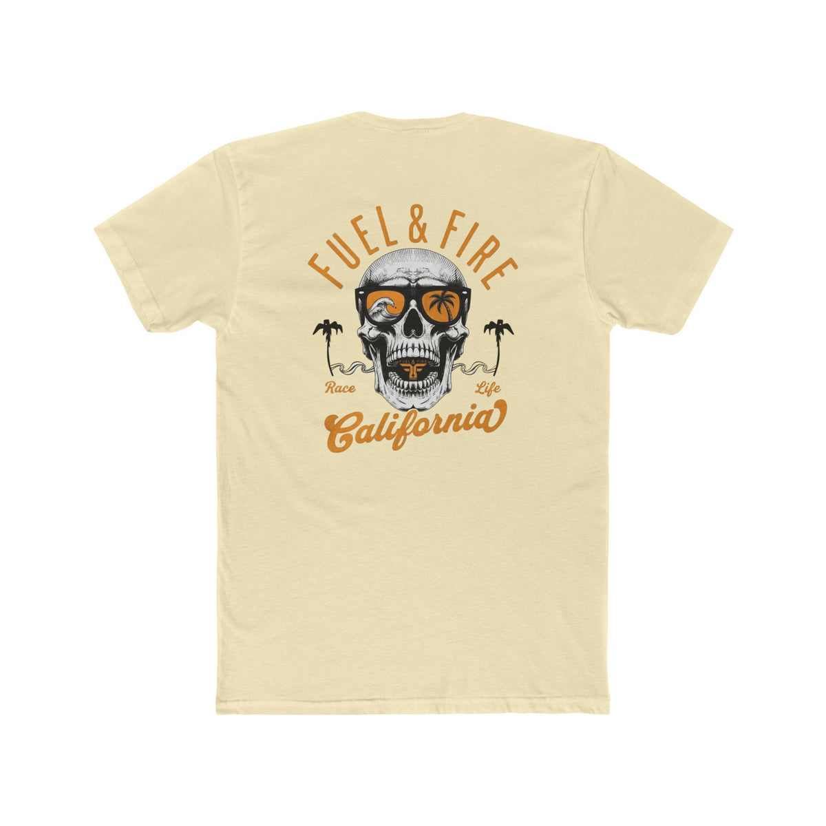 California Skull Tee - "Fuel & Fire" Retro Palm-Tree Graphic Cotton T-Shirt