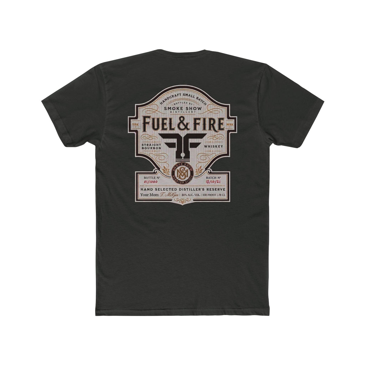 Fuel & Fire Smoke Show Distillery Tee — Vintage Whiskey Label Graphic T-Shirt