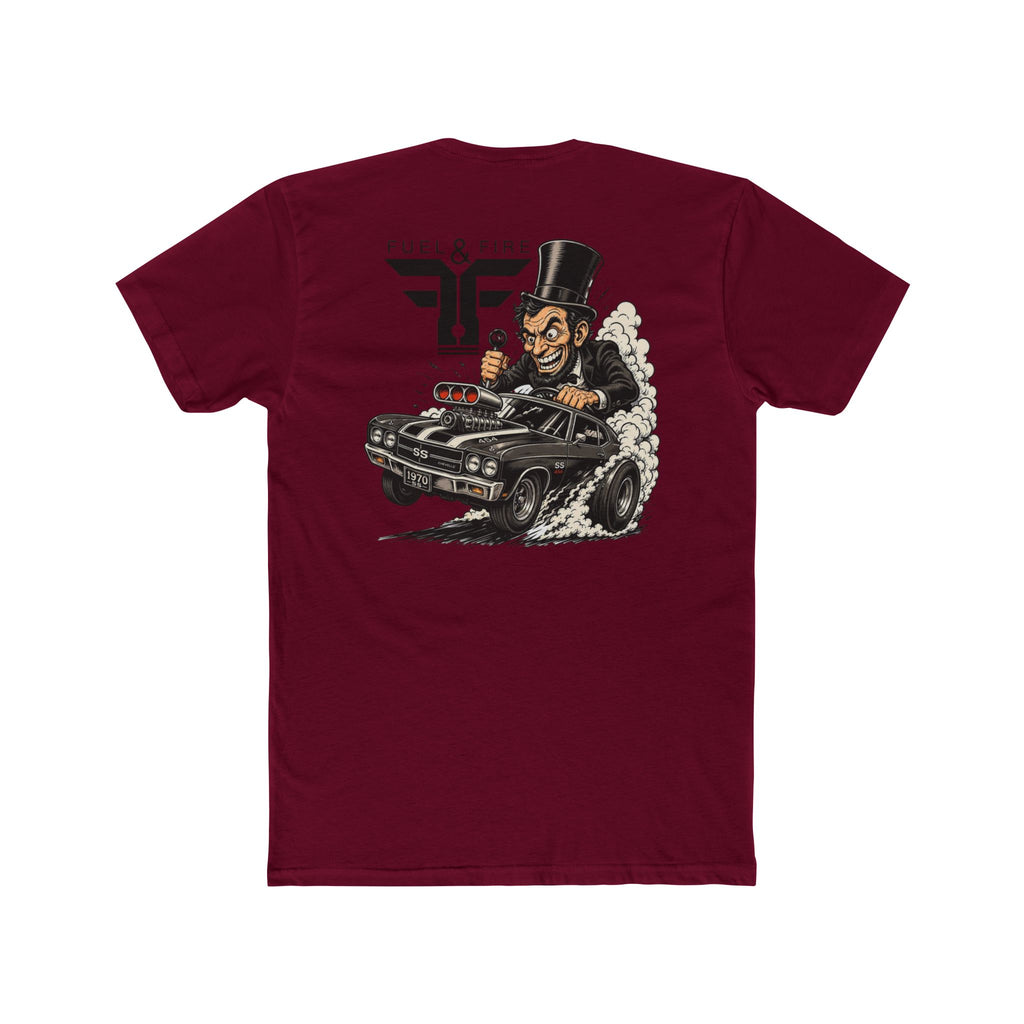 Fuel & Fire Muscle Car Tee — Honest Abe Hot Rod Graphic T-Shirt