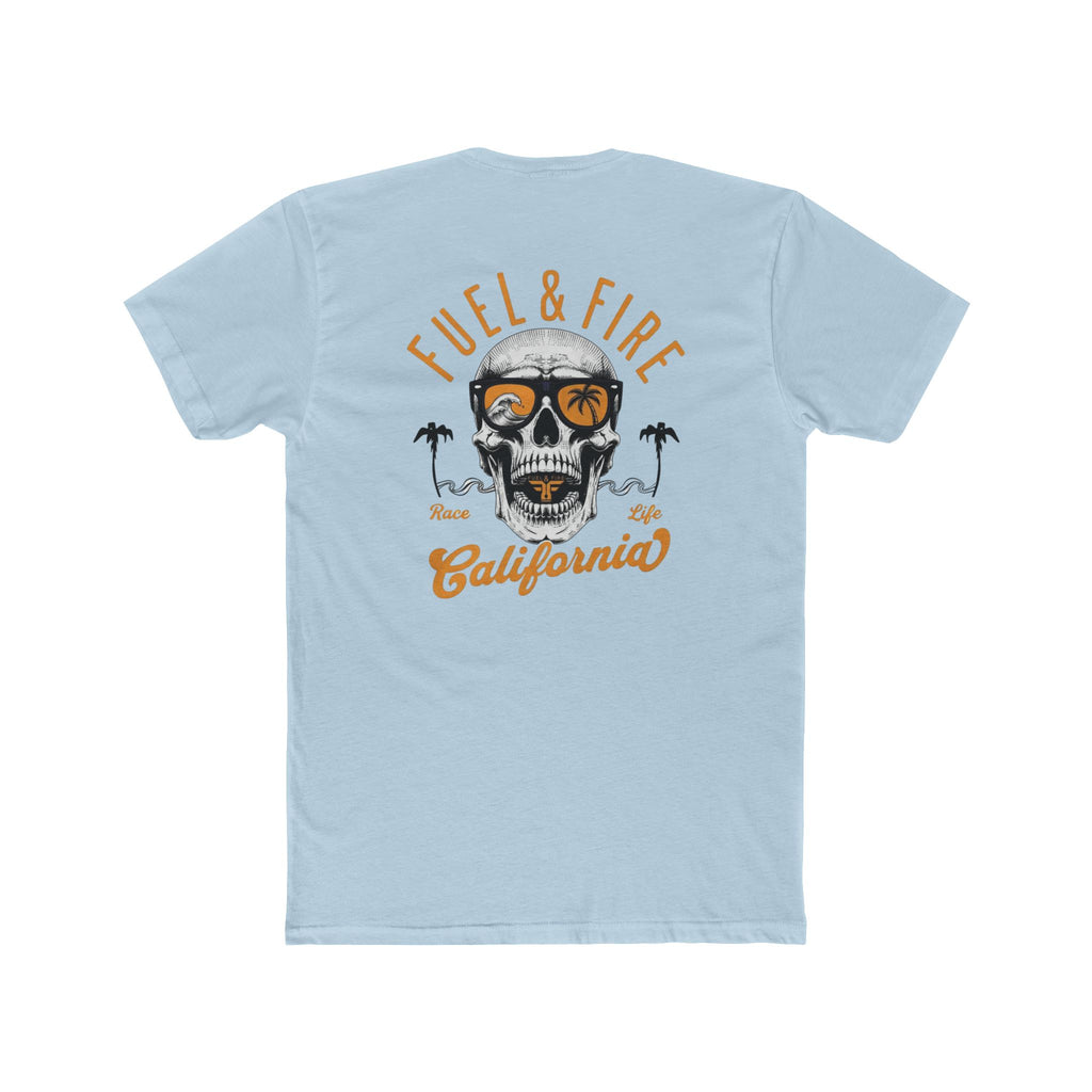 California Skull Tee - "Fuel & Fire" Retro Palm-Tree Graphic Cotton T-Shirt