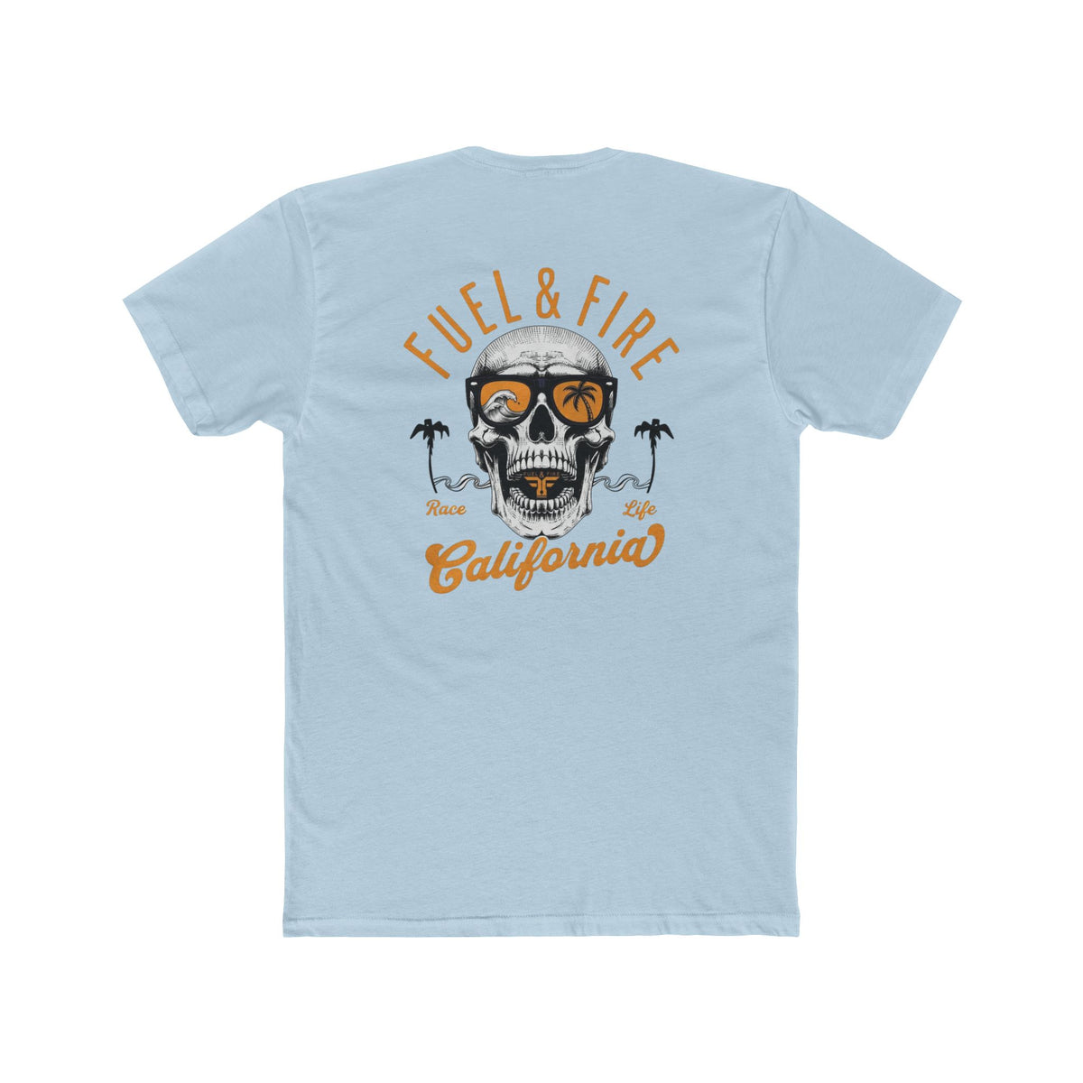 California Skull Tee - "Fuel & Fire" Retro Palm-Tree Graphic Cotton T-Shirt