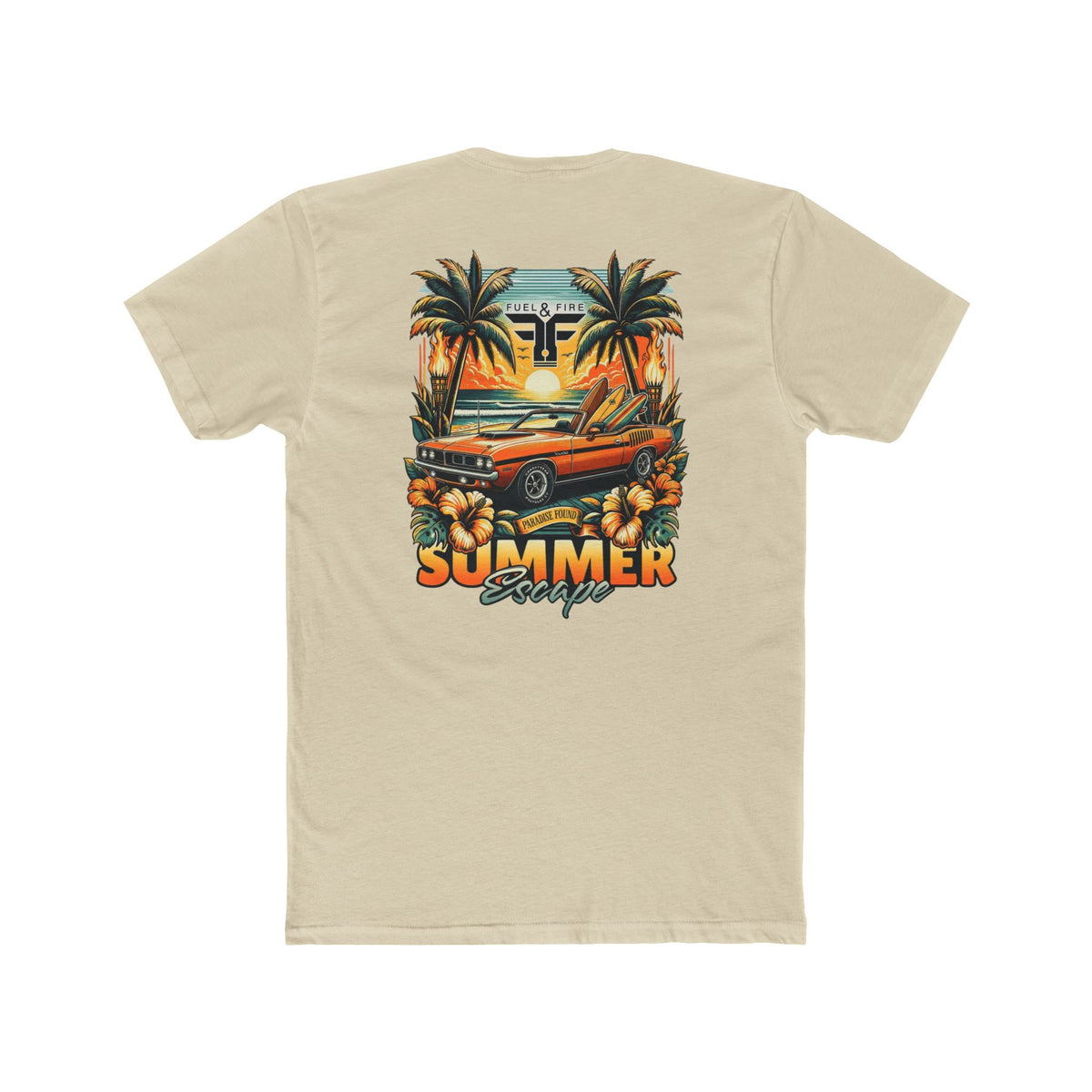 Summer Escape Cuda Tee — Vintage Palm Tree Surf Car Graphic T-Shirt