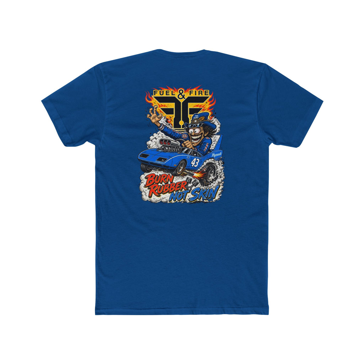 Crew Tee — 'Full & Fire' Burn Rubber Superbird Muscle Car Graphic T‑Shirt