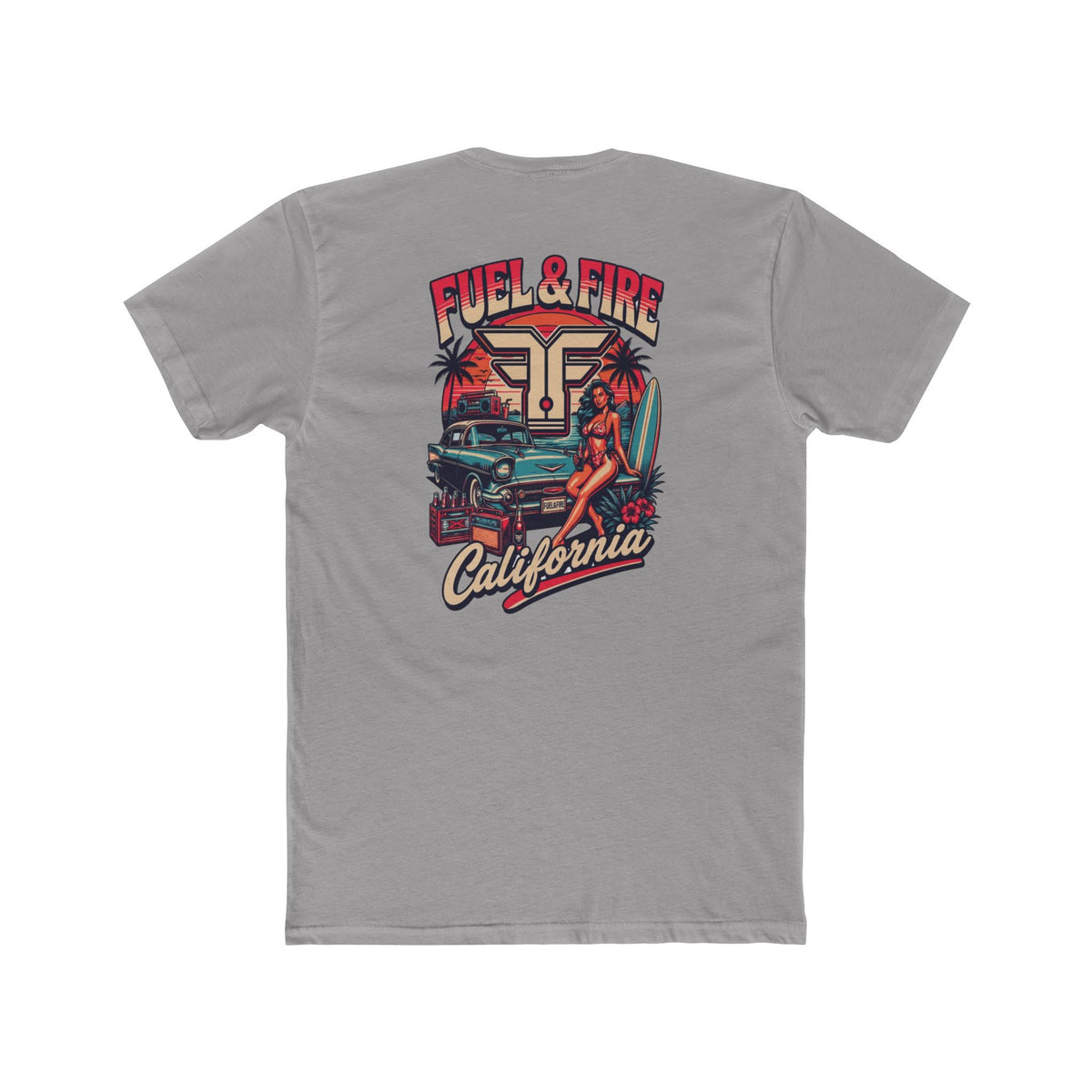 Fuel & Fire California Tee — Vintage Surf Car Graphic Cotton T‑Shirt