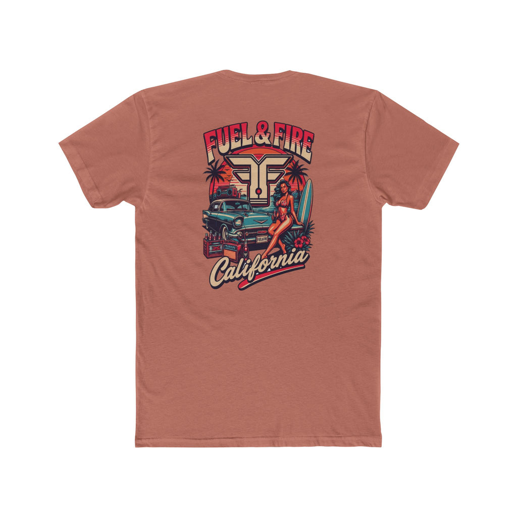 Fuel & Fire California Tee — Vintage Surf Car Graphic Cotton T‑Shirt