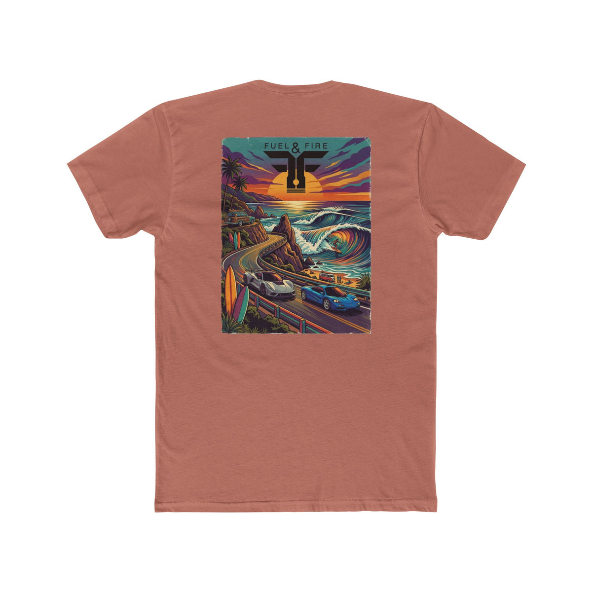 Surf Roadtrip T-Shirt —  Hennessey and McLaren Scenic Sunset Coastal Crew Tee