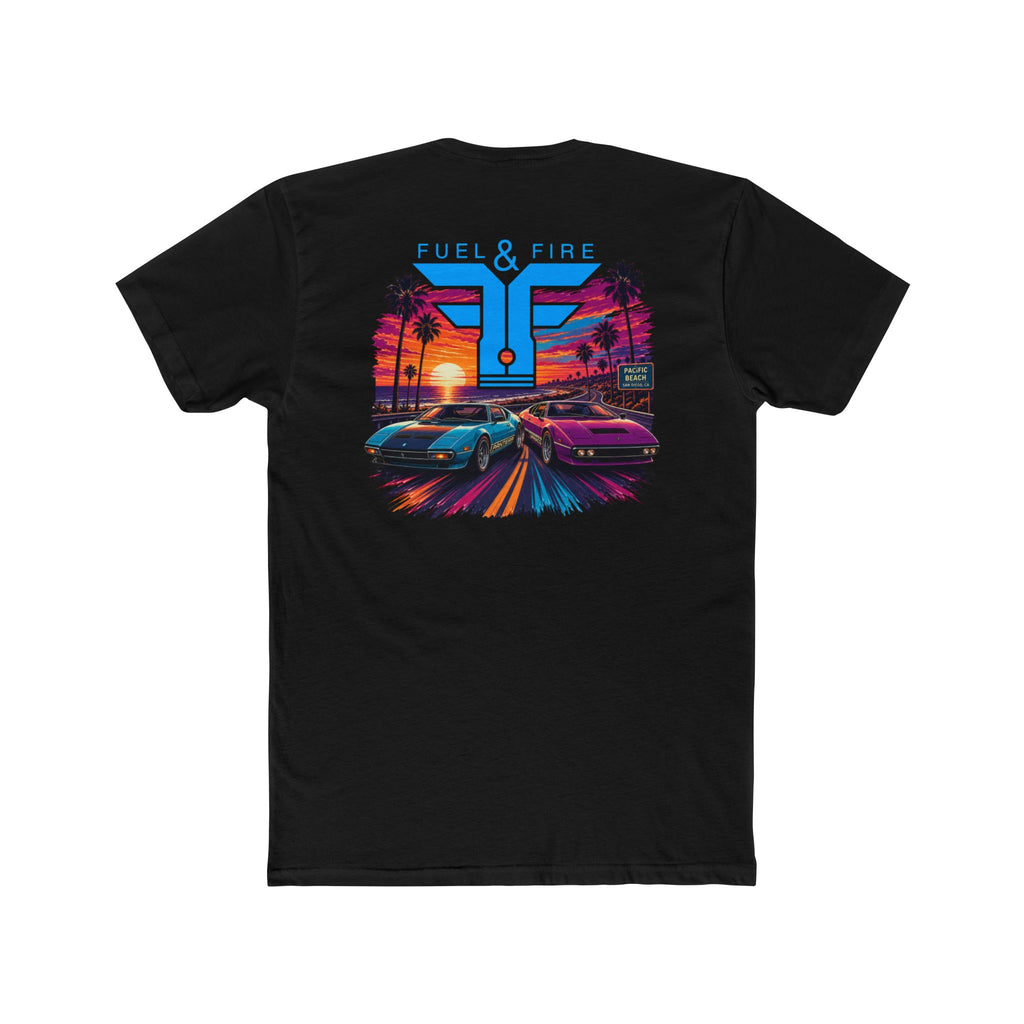 Retro Sunset Racing Tee — Coastal Exotic Car Graphic Shirt