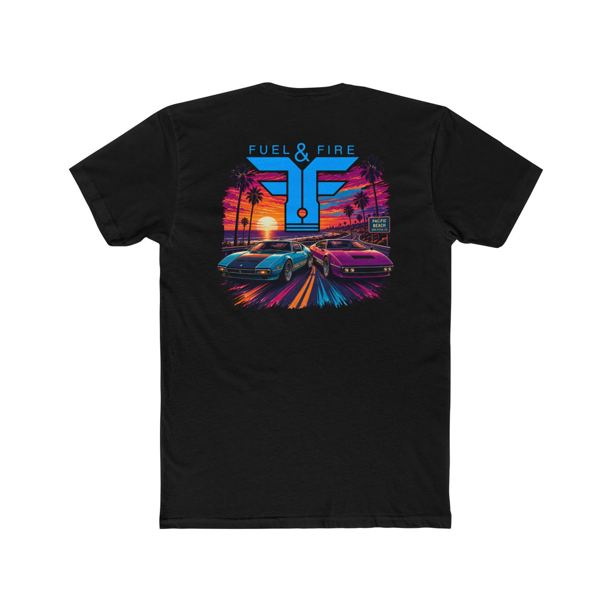 Retro Sunset Racing Tee — Coastal Exotic Car Graphic Shirt