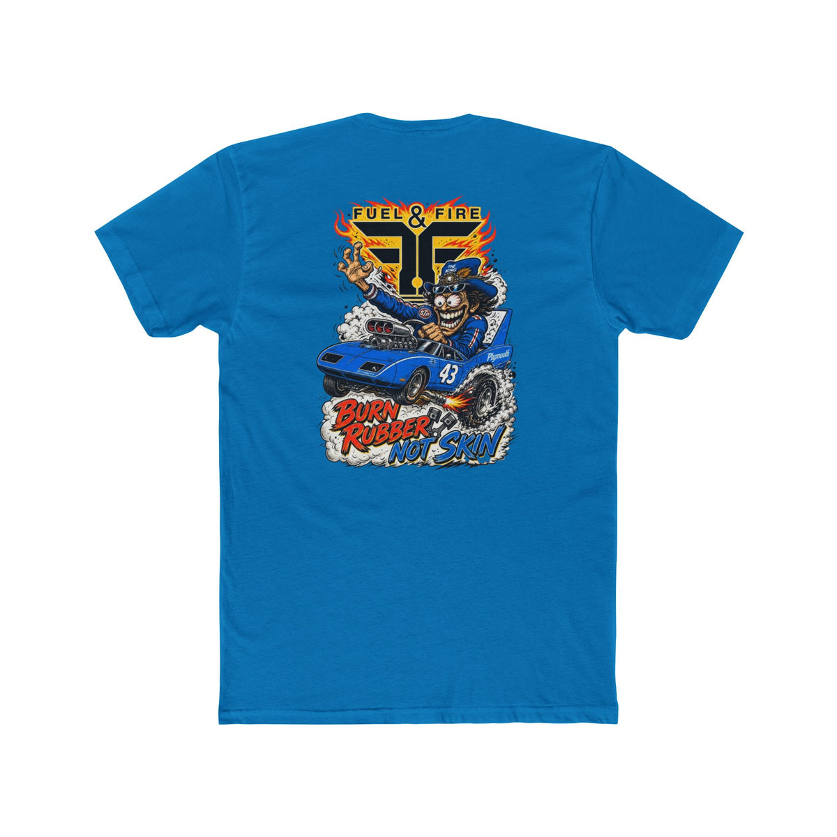 Crew Tee — 'Full & Fire' Burn Rubber Superbird Muscle Car Graphic T‑Shirt