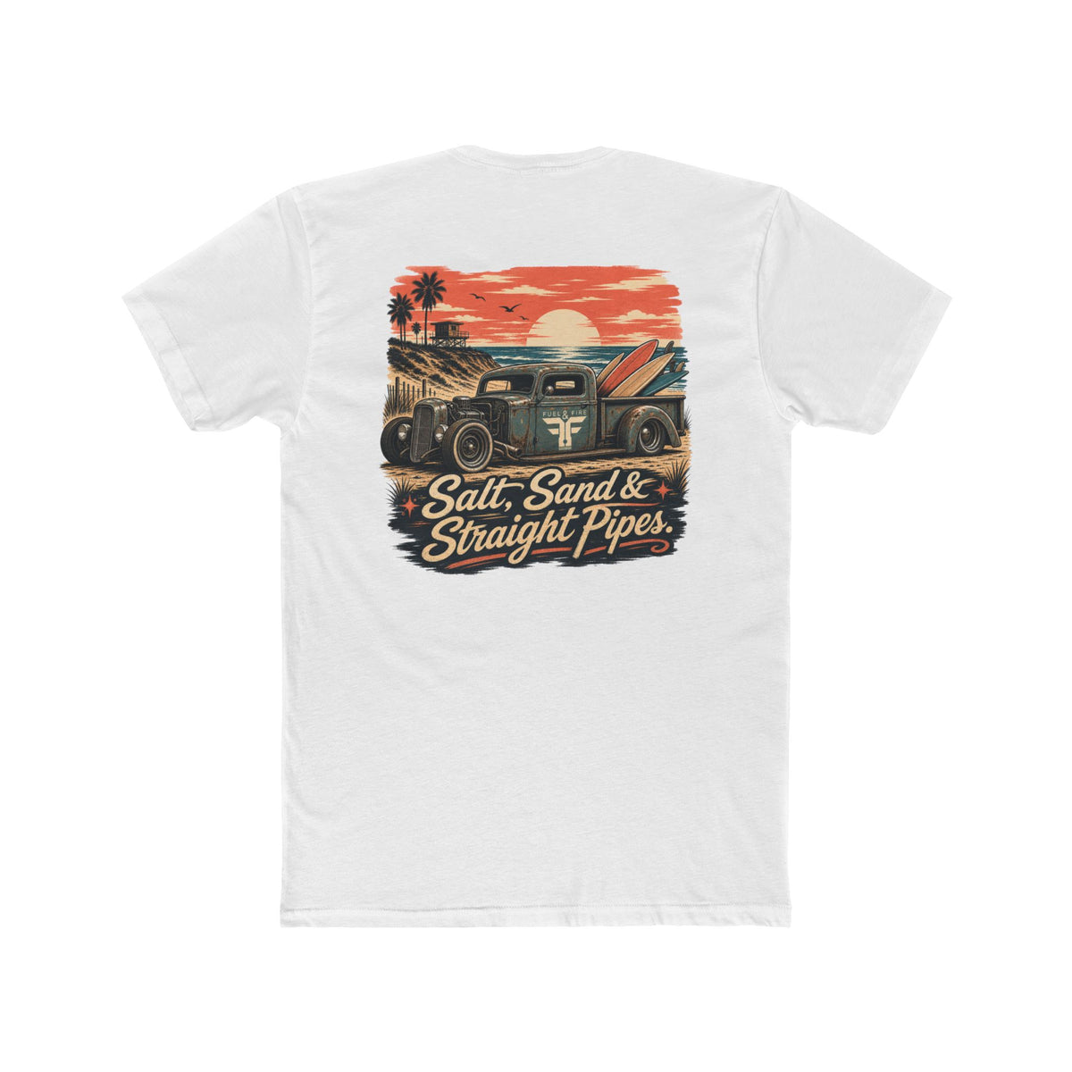 Vintage Surf Truck T‑Shirt — "Salt, Sand & Straight Pipes" Cotton Tee