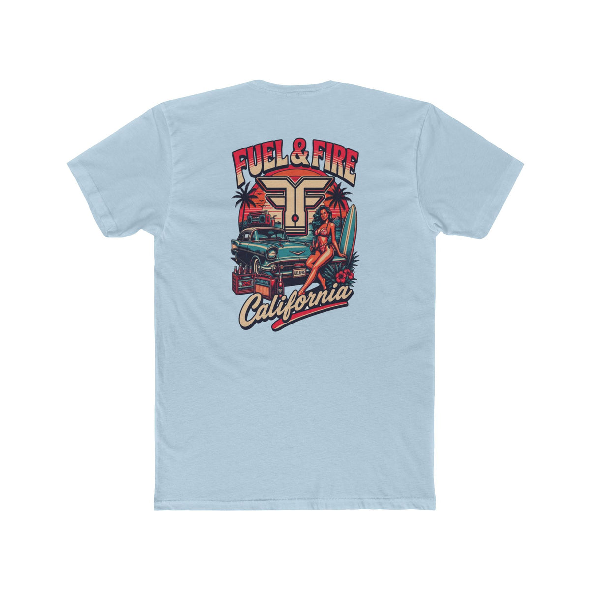 Fuel & Fire California Tee — Vintage Surf Car Graphic Cotton T‑Shirt