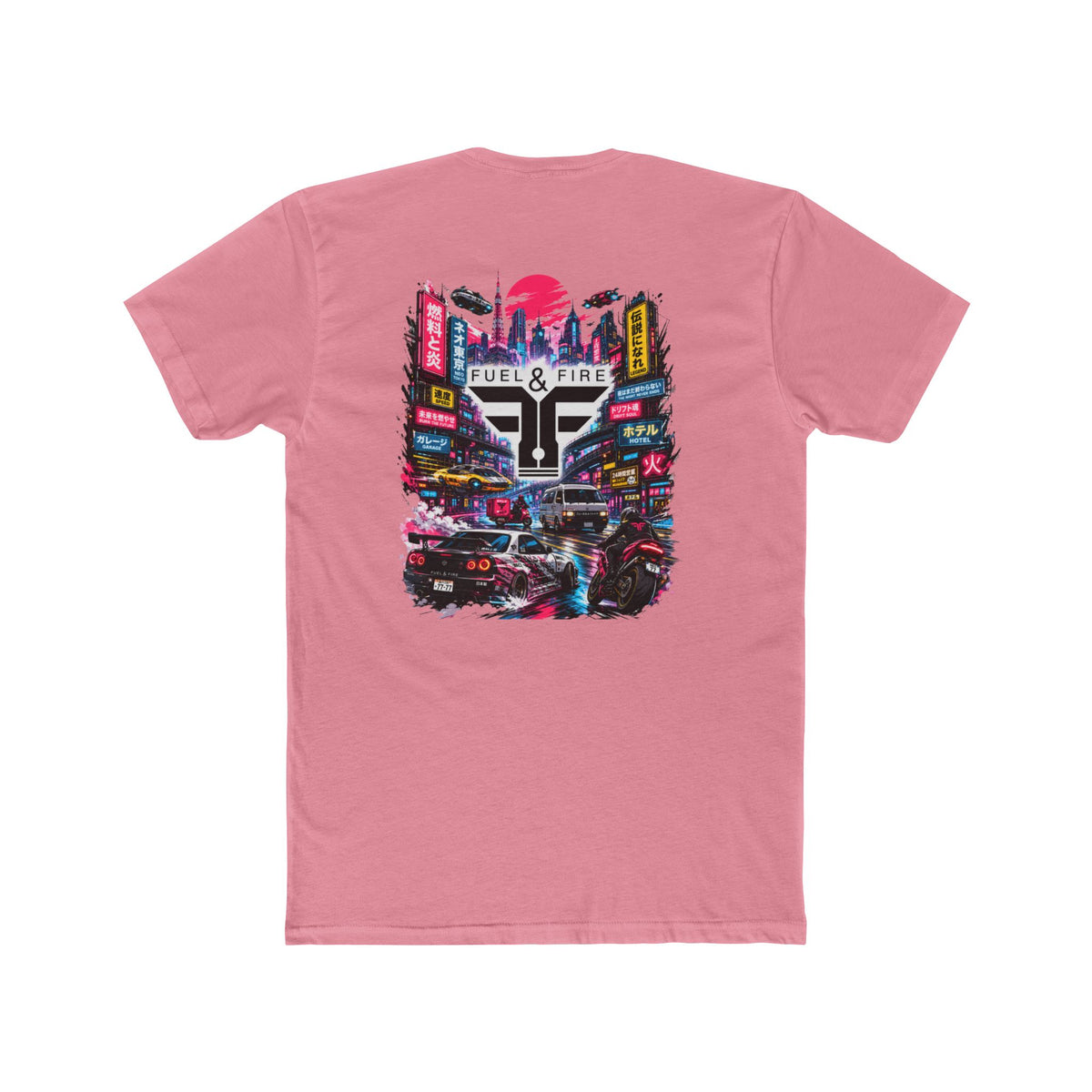 Fuel & Fire Cyberpunk City Tee — Retro Neon Racing Graphic T-Shirt