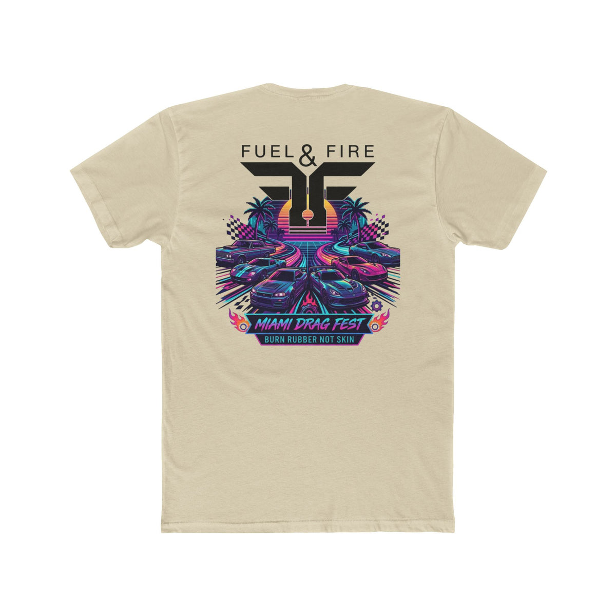 Crew Tee — Fuel & Fire Miami Drag Fest Retro Racing Graphic T‑Shirt