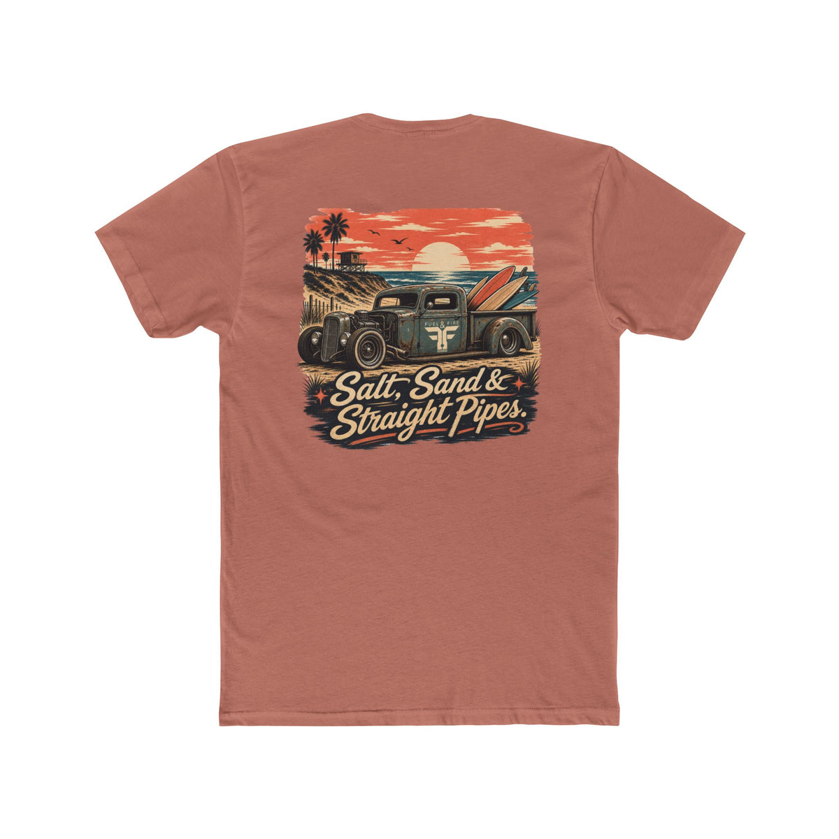 Vintage Surf Truck T‑Shirt — "Salt, Sand & Straight Pipes" Cotton Tee
