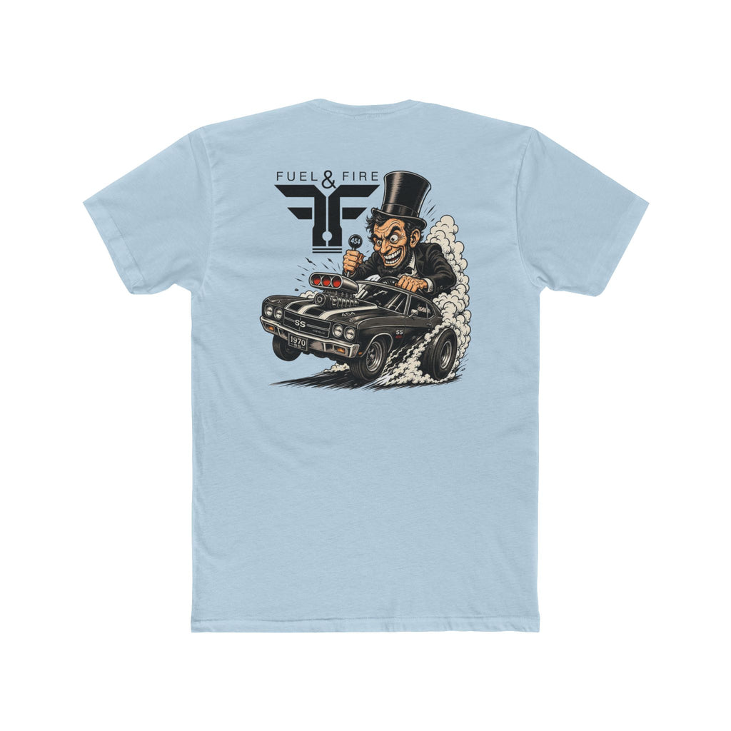 Fuel & Fire Muscle Car Tee — Honest Abe Hot Rod Graphic T-Shirt