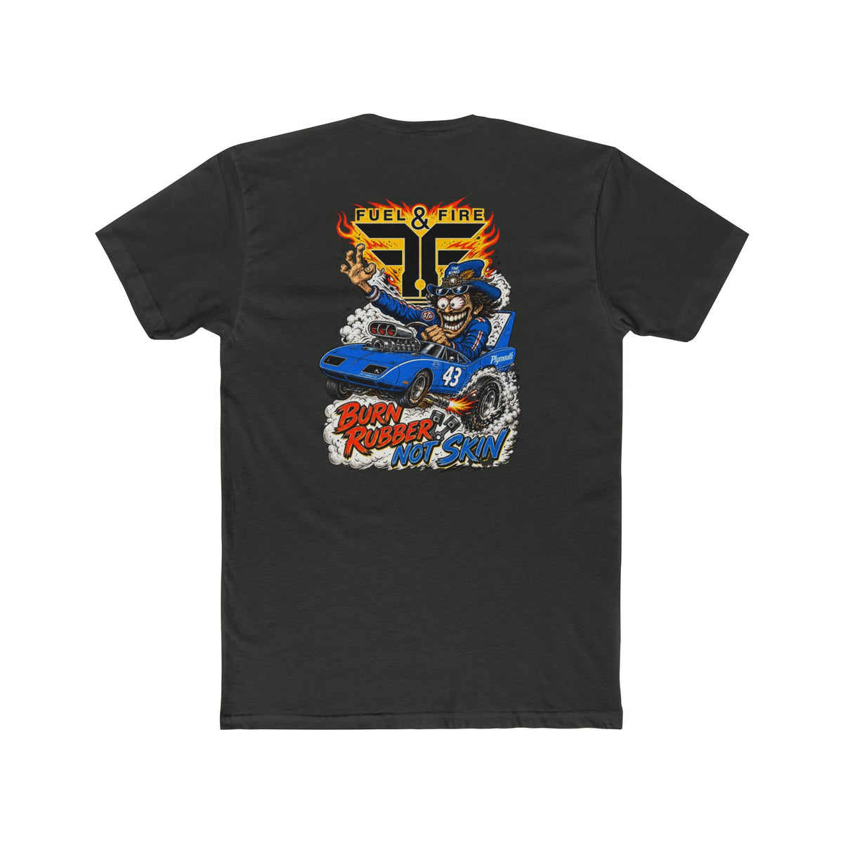 Crew Tee — 'Full & Fire' Burn Rubber Superbird Muscle Car Graphic T‑Shirt