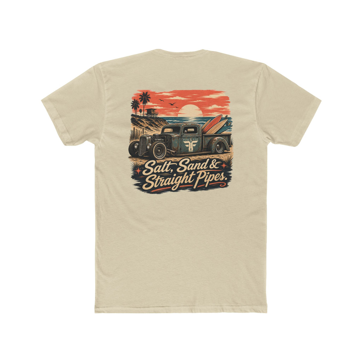 Vintage Surf Truck T‑Shirt — "Salt, Sand & Straight Pipes" Cotton Tee