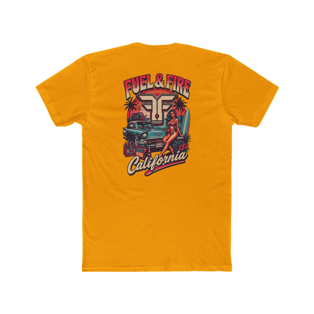 Fuel & Fire California Tee — Vintage Surf Car Graphic Cotton T‑Shirt