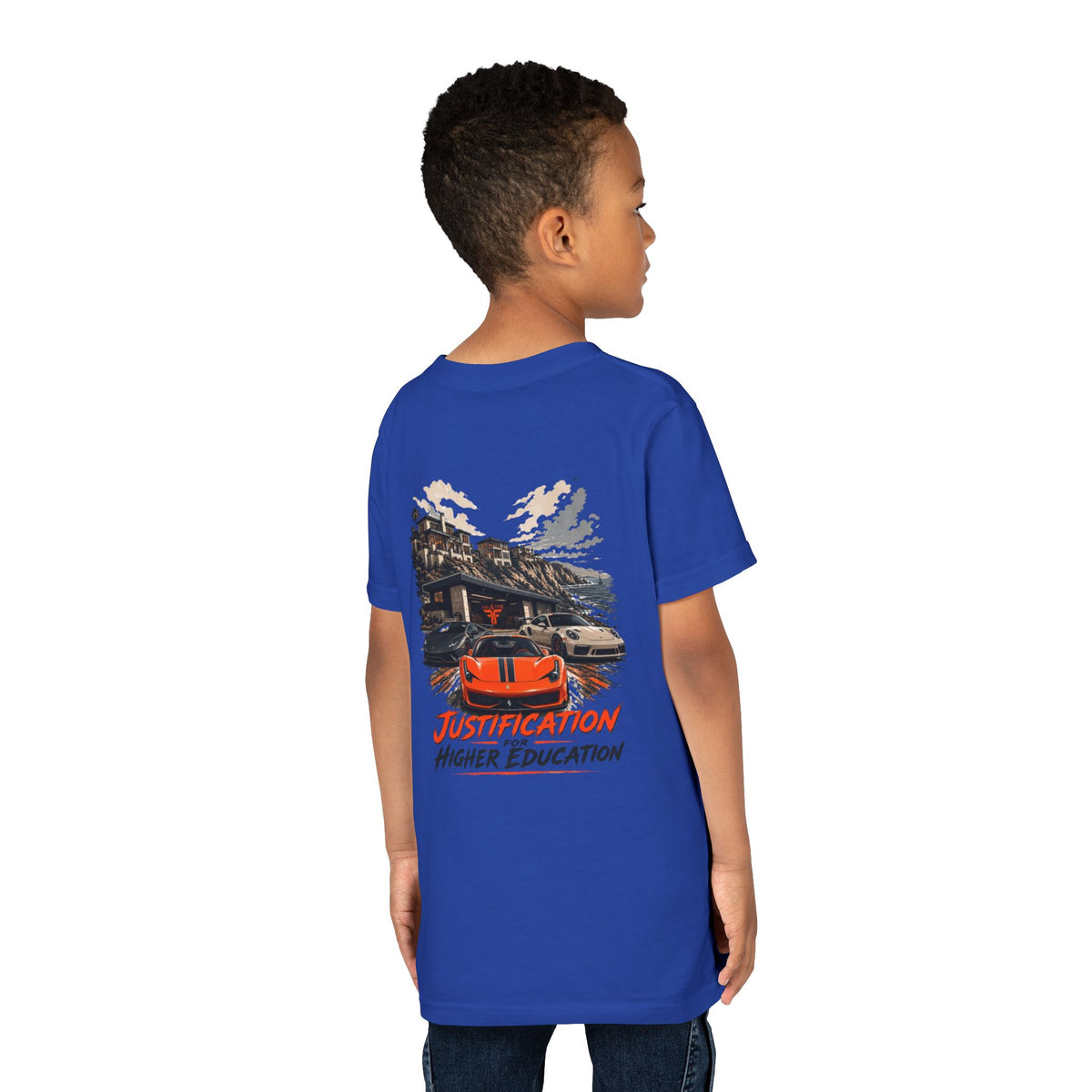 Youth Tee - 'Justification Higher Education' Sports Car Graphic