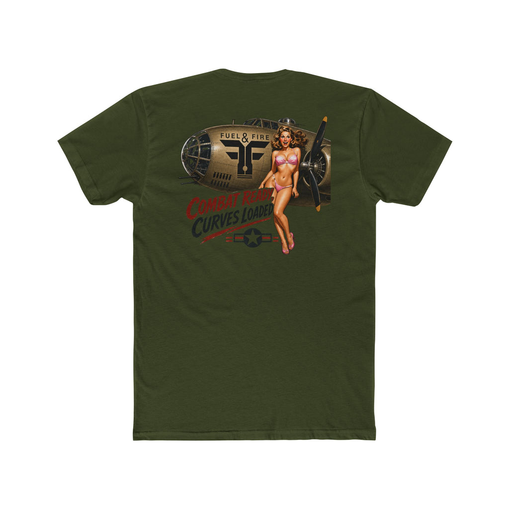 Vintage Pinup Bomber T-Shirt — Curves Loaded Military Graphic Tee