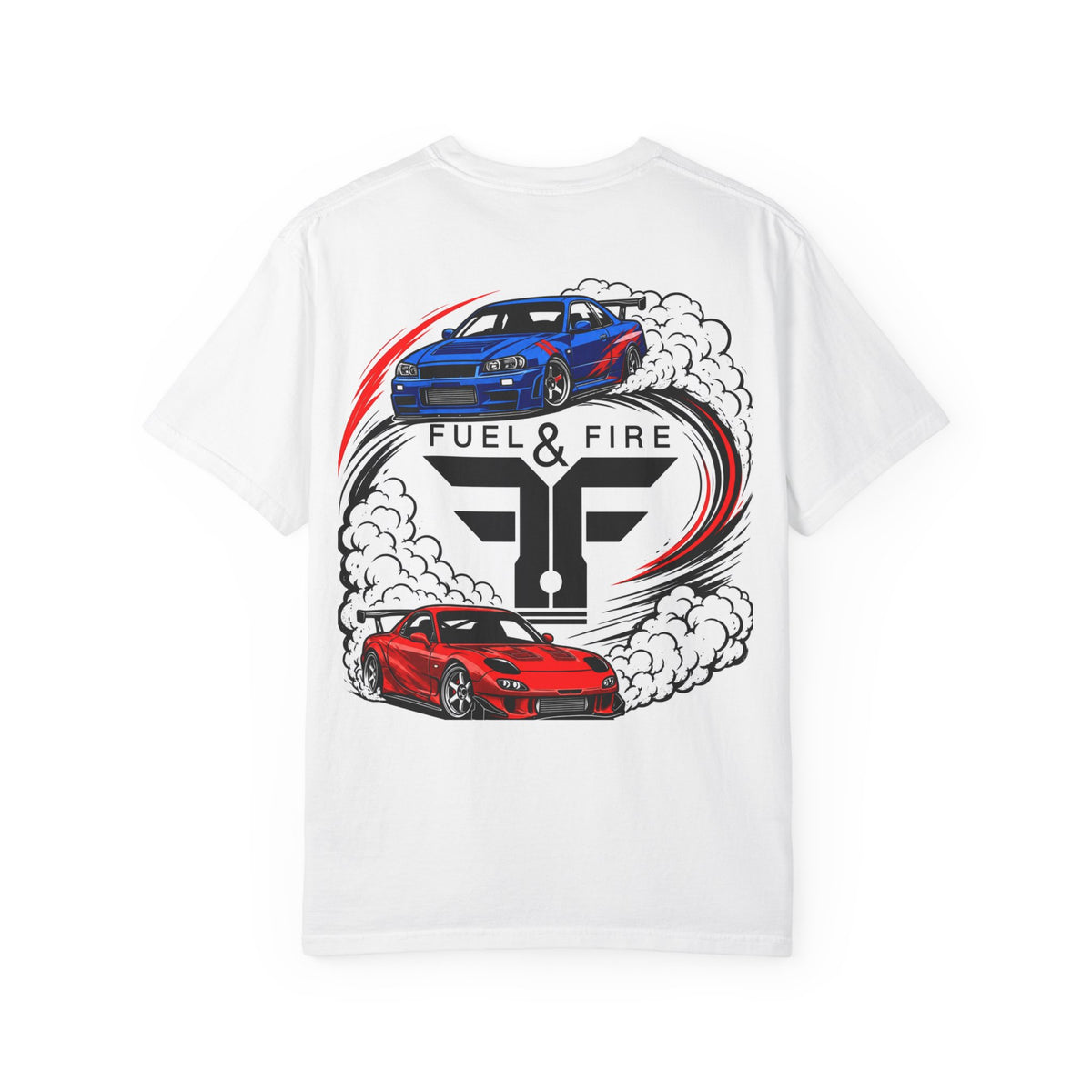 Fuel & Fire Car Graphic T-Shirt — Drift Racing Muscle Car Tee