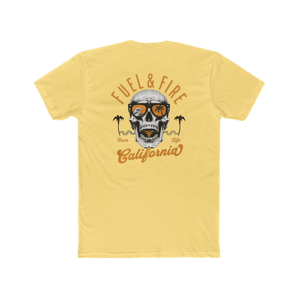 California Skull Tee - "Fuel & Fire" Retro Palm-Tree Graphic Cotton T-Shirt