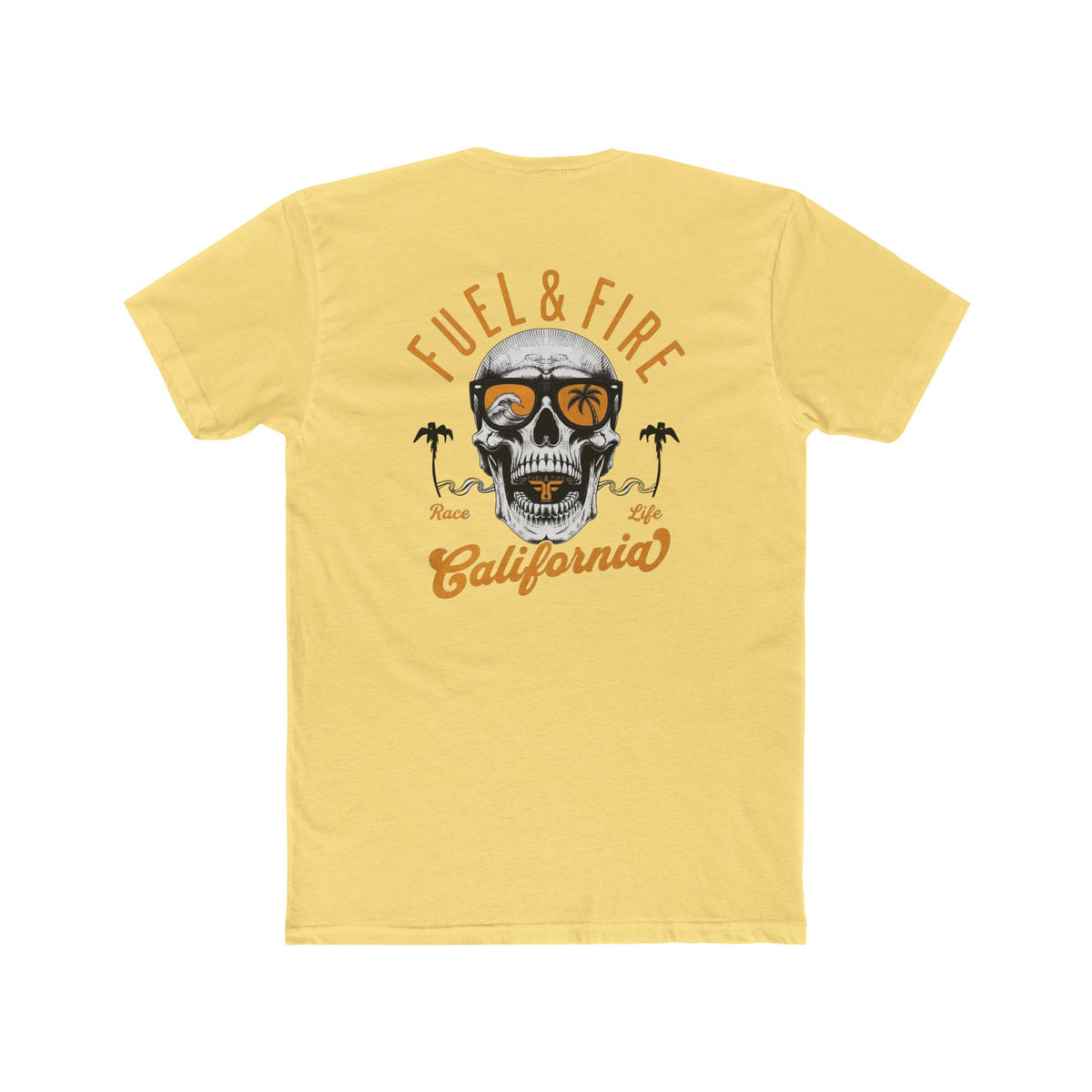 California Skull Tee - "Fuel & Fire" Retro Palm-Tree Graphic Cotton T-Shirt
