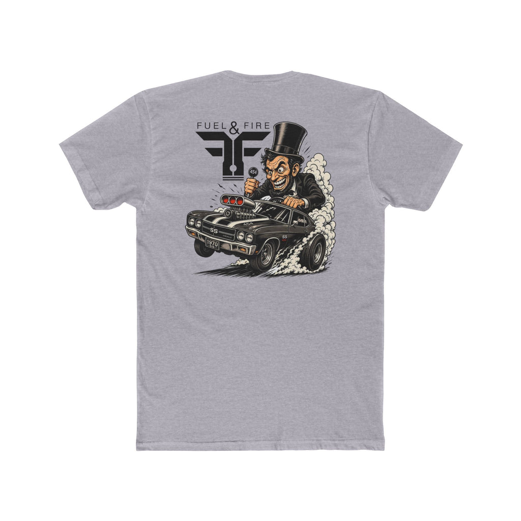 Fuel & Fire Muscle Car Tee — Honest Abe Hot Rod Graphic T-Shirt
