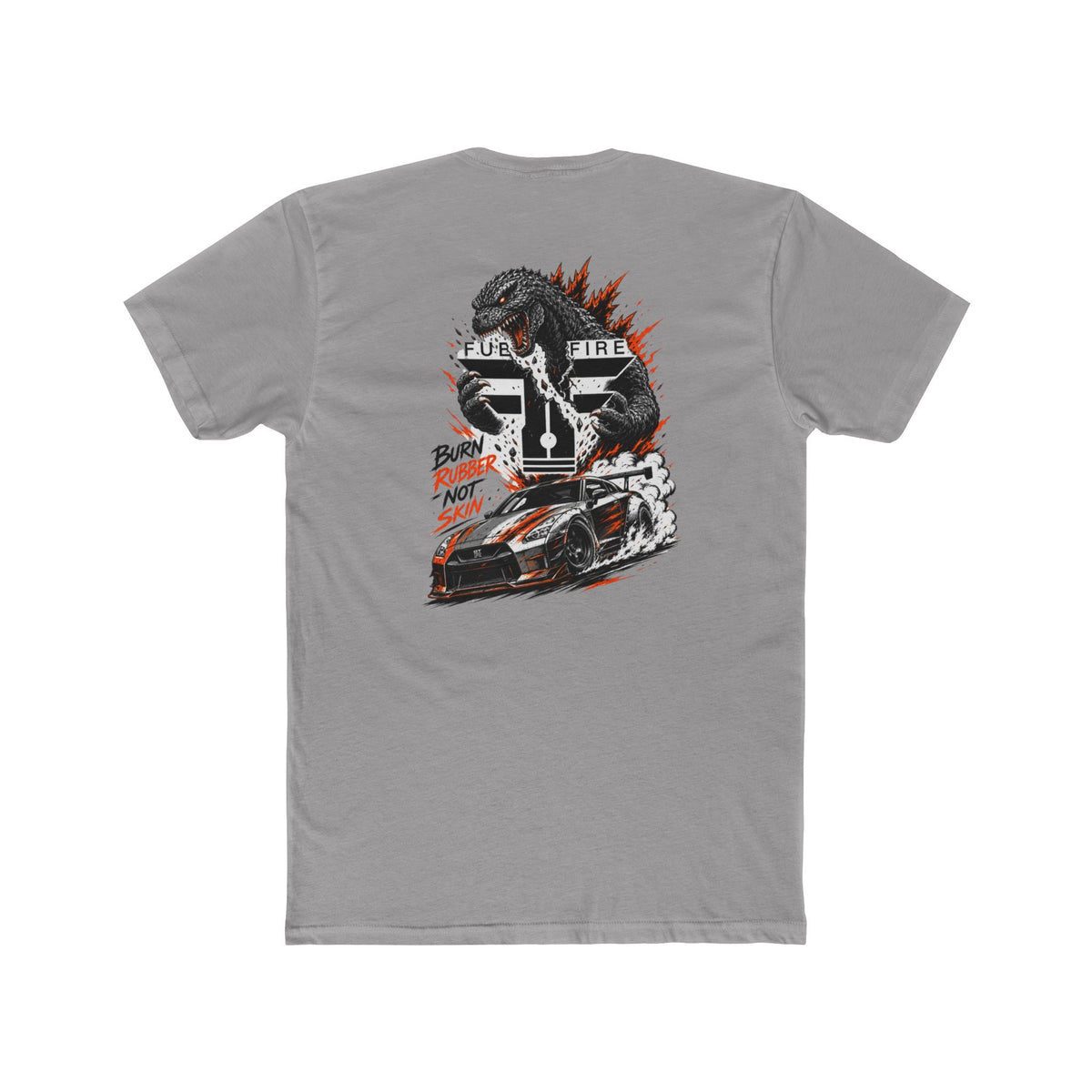 Godzilla Racing Tee – "Burn Rubber Not Skin" R35 Monster Car Graphic T-Shirt