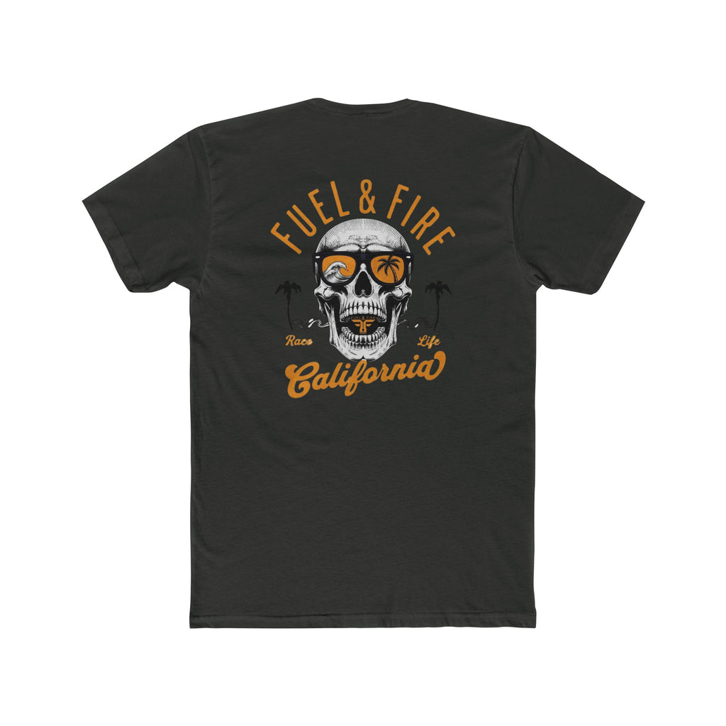 California Skull Tee - "Fuel & Fire" Retro Palm-Tree Graphic Cotton T-Shirt