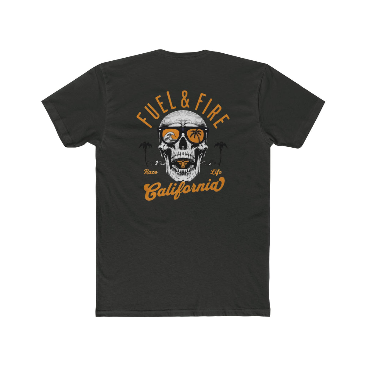 California Skull Tee - "Fuel & Fire" Retro Palm-Tree Graphic Cotton T-Shirt