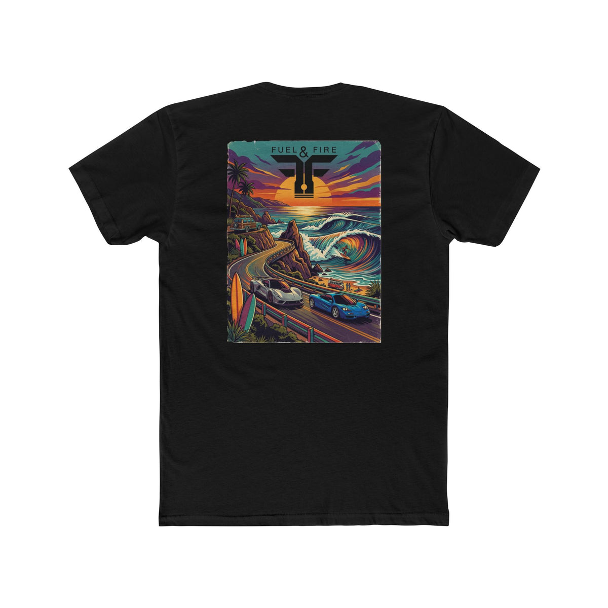Surf Roadtrip T-Shirt —  Hennessey and McLaren Scenic Sunset Coastal Crew Tee
