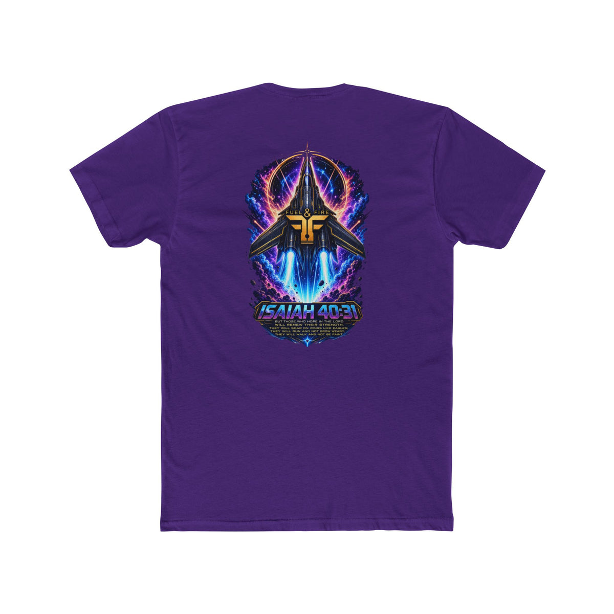 Isaiah 40:31 Christian Tee — Angelic Wings Neon Scripture Shirt
