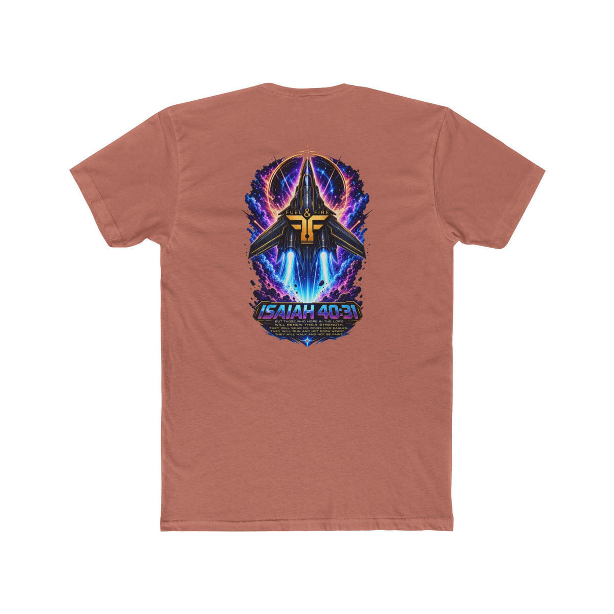 Isaiah 40:31 Christian Tee — Angelic Wings Neon Scripture Shirt