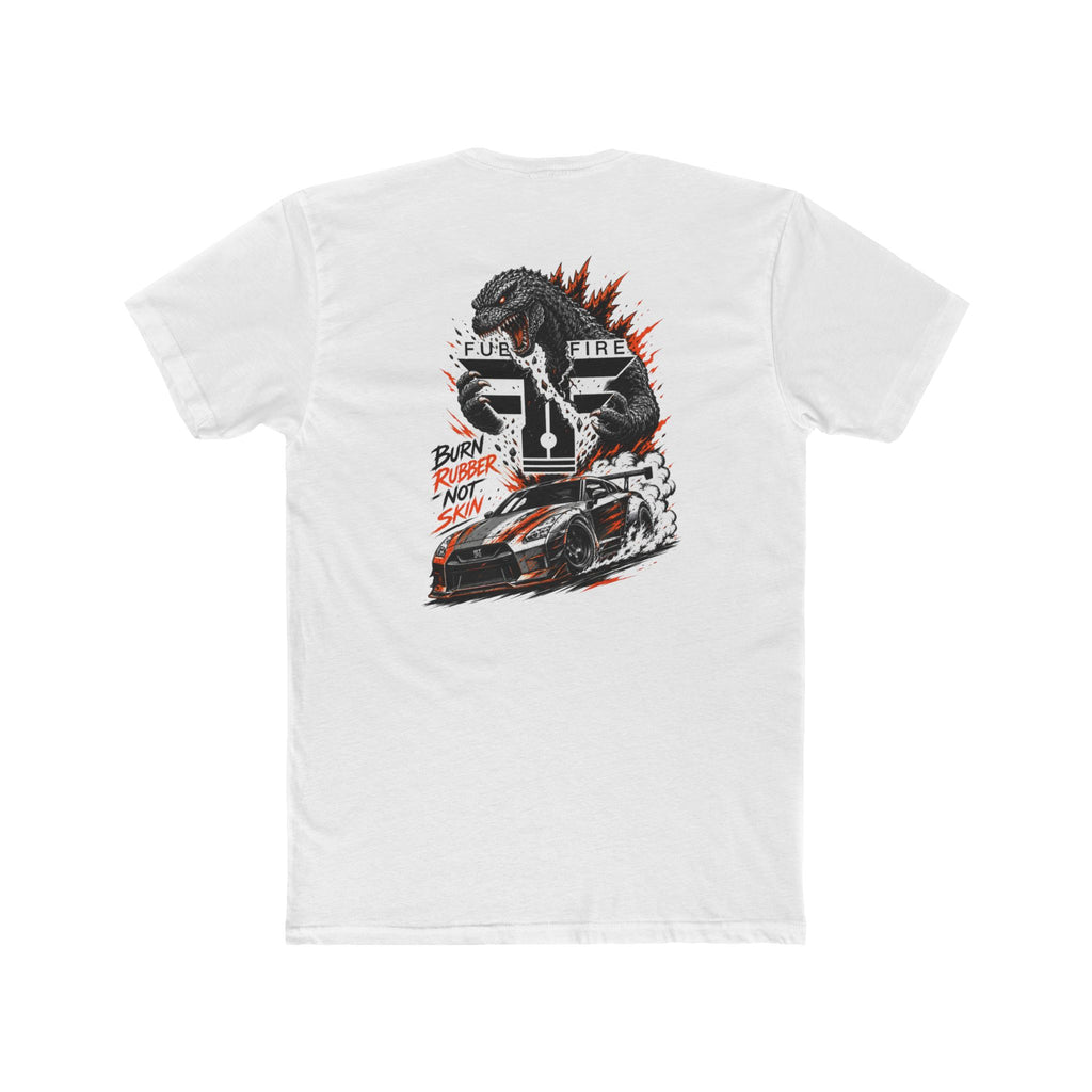 Godzilla Racing Tee – "Burn Rubber Not Skin" R35 Monster Car Graphic T-Shirt