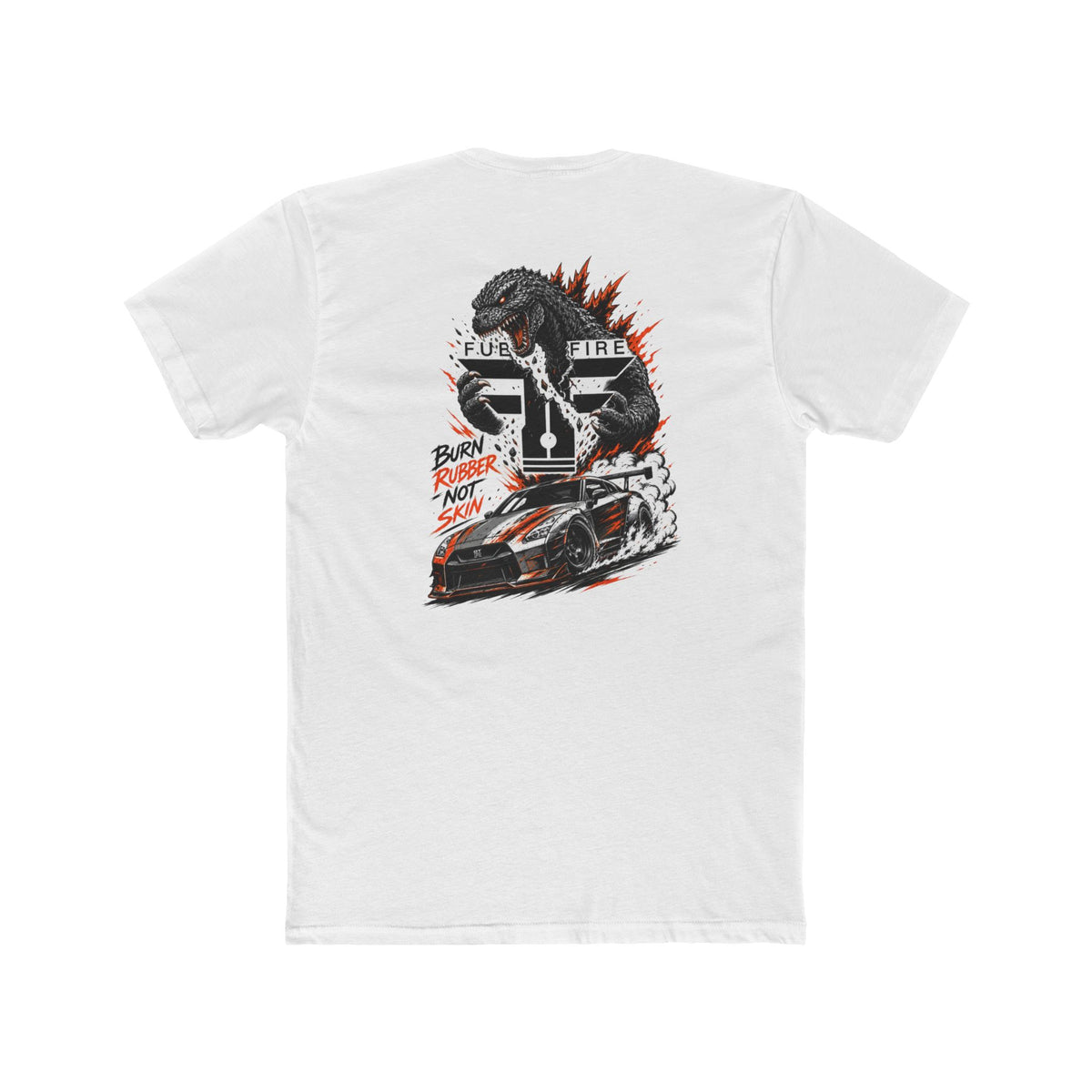 Godzilla Racing Tee – "Burn Rubber Not Skin" R35 Monster Car Graphic T-Shirt
