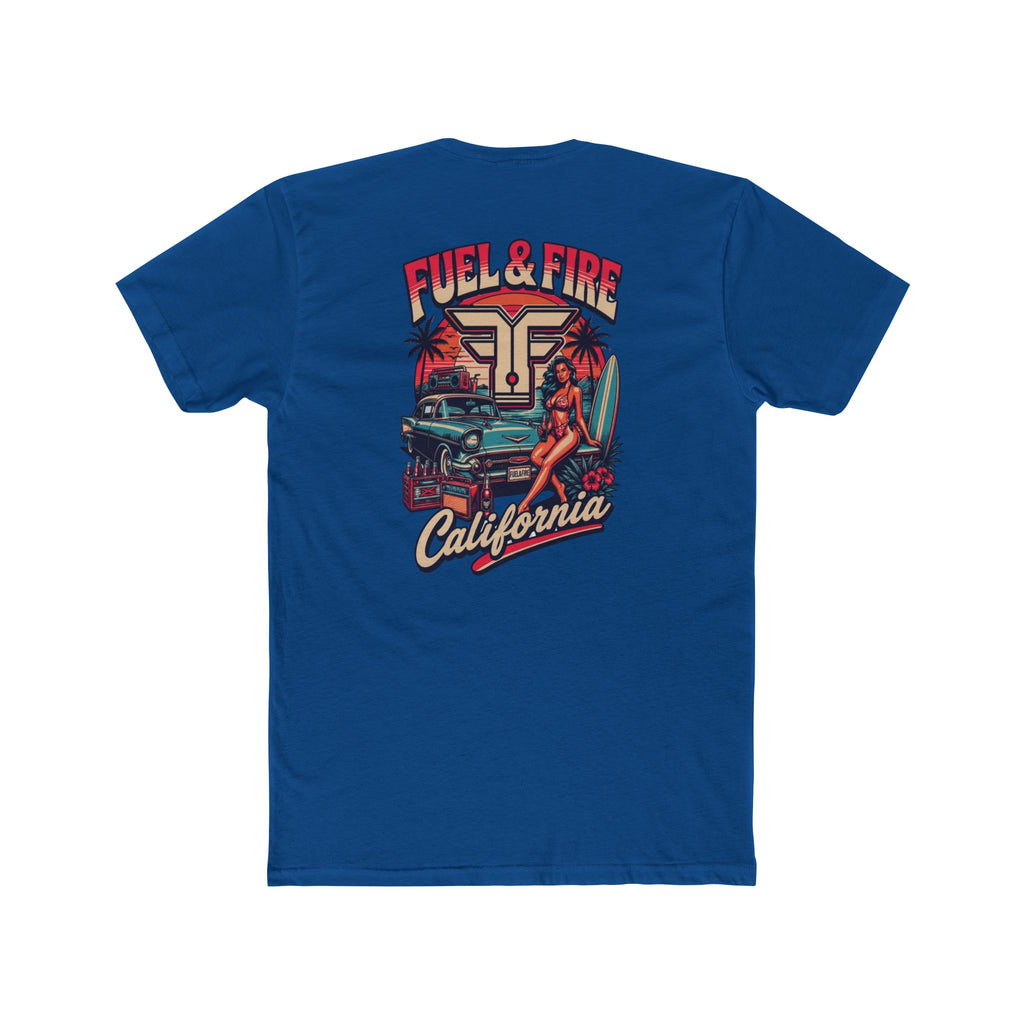 Fuel & Fire California Tee — Vintage Surf Car Graphic Cotton T‑Shirt
