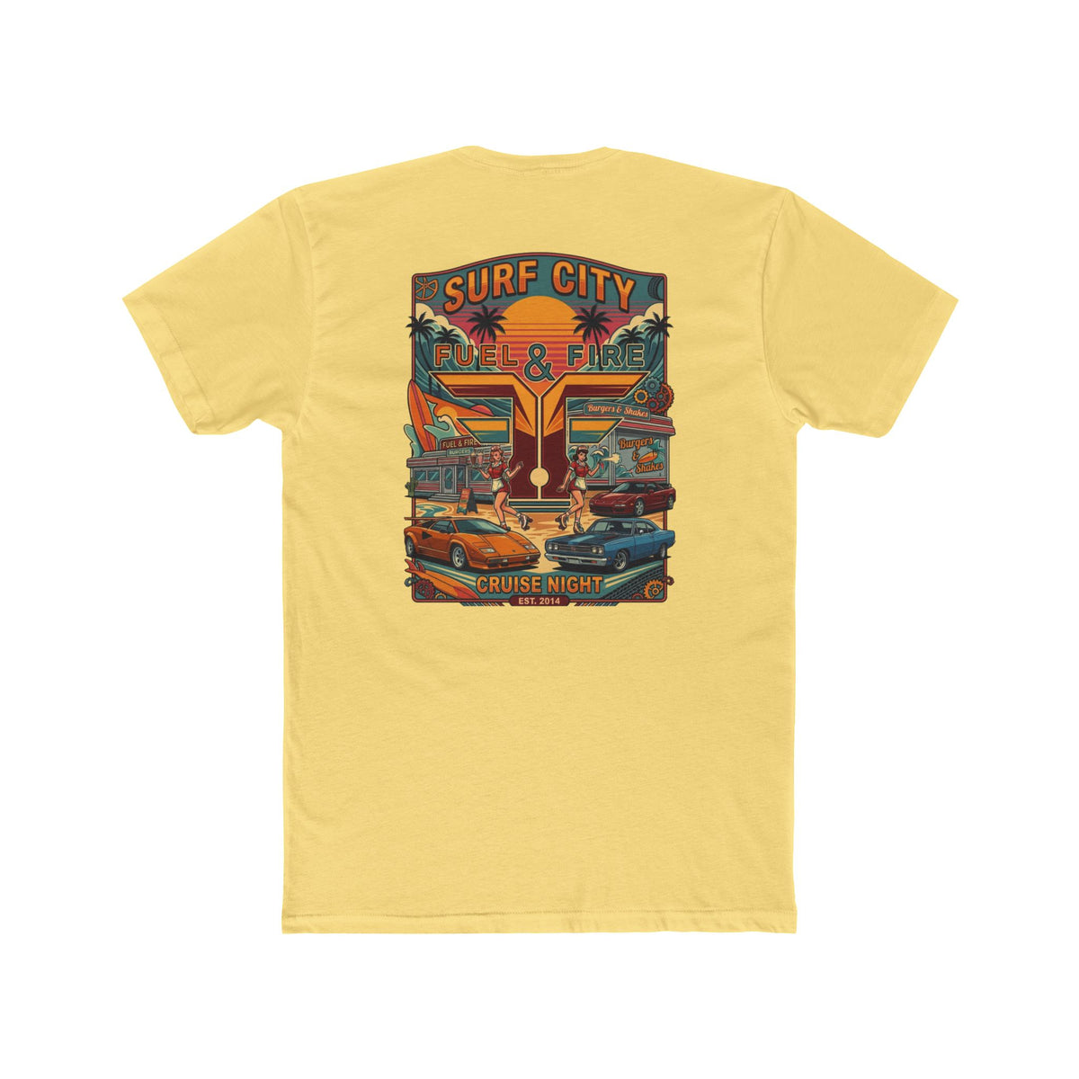 Surf City Cruise Night T-Shirt — Hot Rods JDM and Exotic Beach Cars Graphic Tee