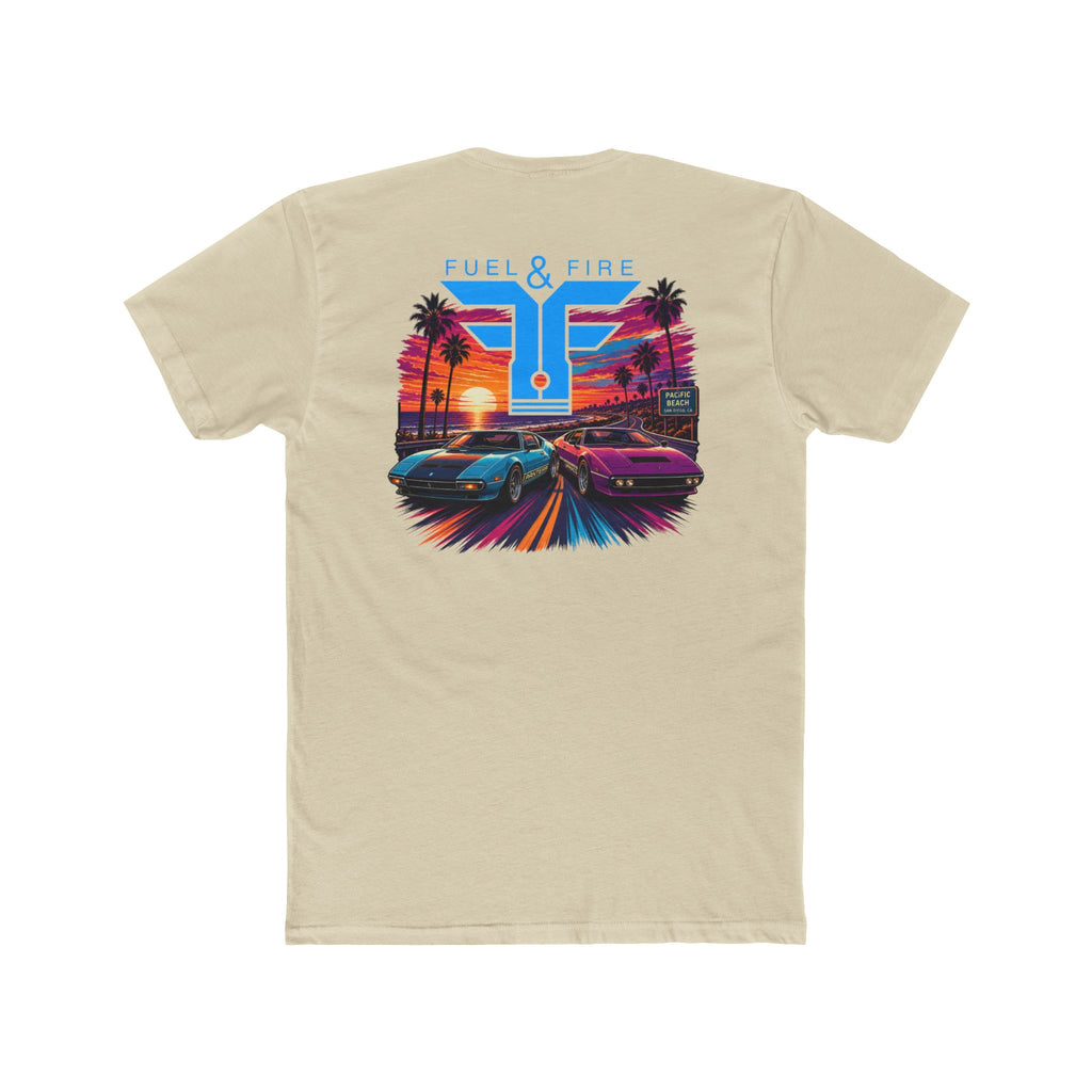 Retro Sunset Racing Tee — Coastal Exotic Car Graphic Shirt