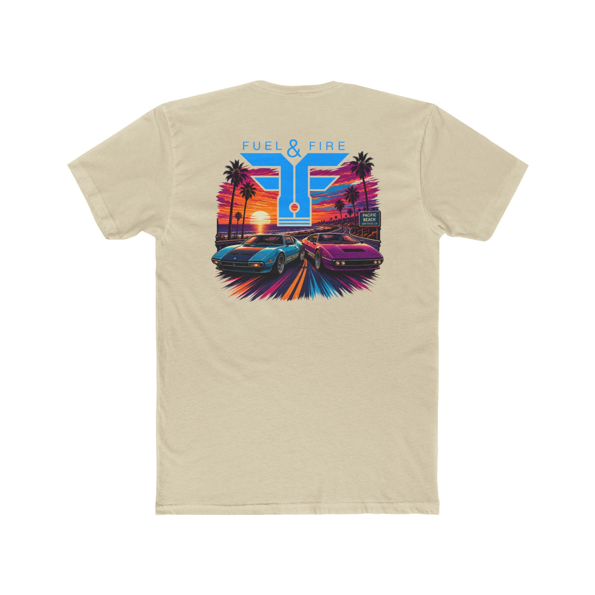Retro Sunset Racing Tee — Coastal Exotic Car Graphic Shirt
