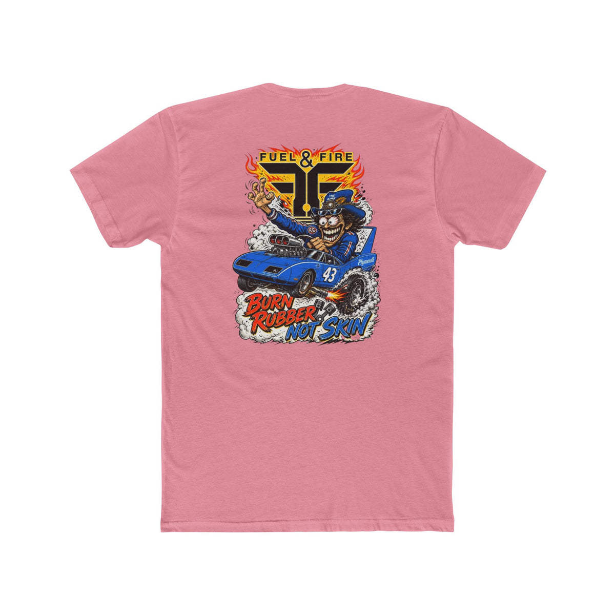 Crew Tee — 'Full & Fire' Burn Rubber Superbird Muscle Car Graphic T‑Shirt