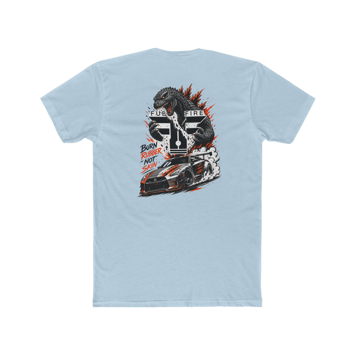 Godzilla Racing Tee – "Burn Rubber Not Skin" R35 Monster Car Graphic T-Shirt