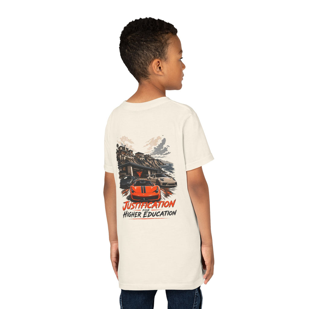 Youth Tee - 'Justification Higher Education' Sports Car Graphic