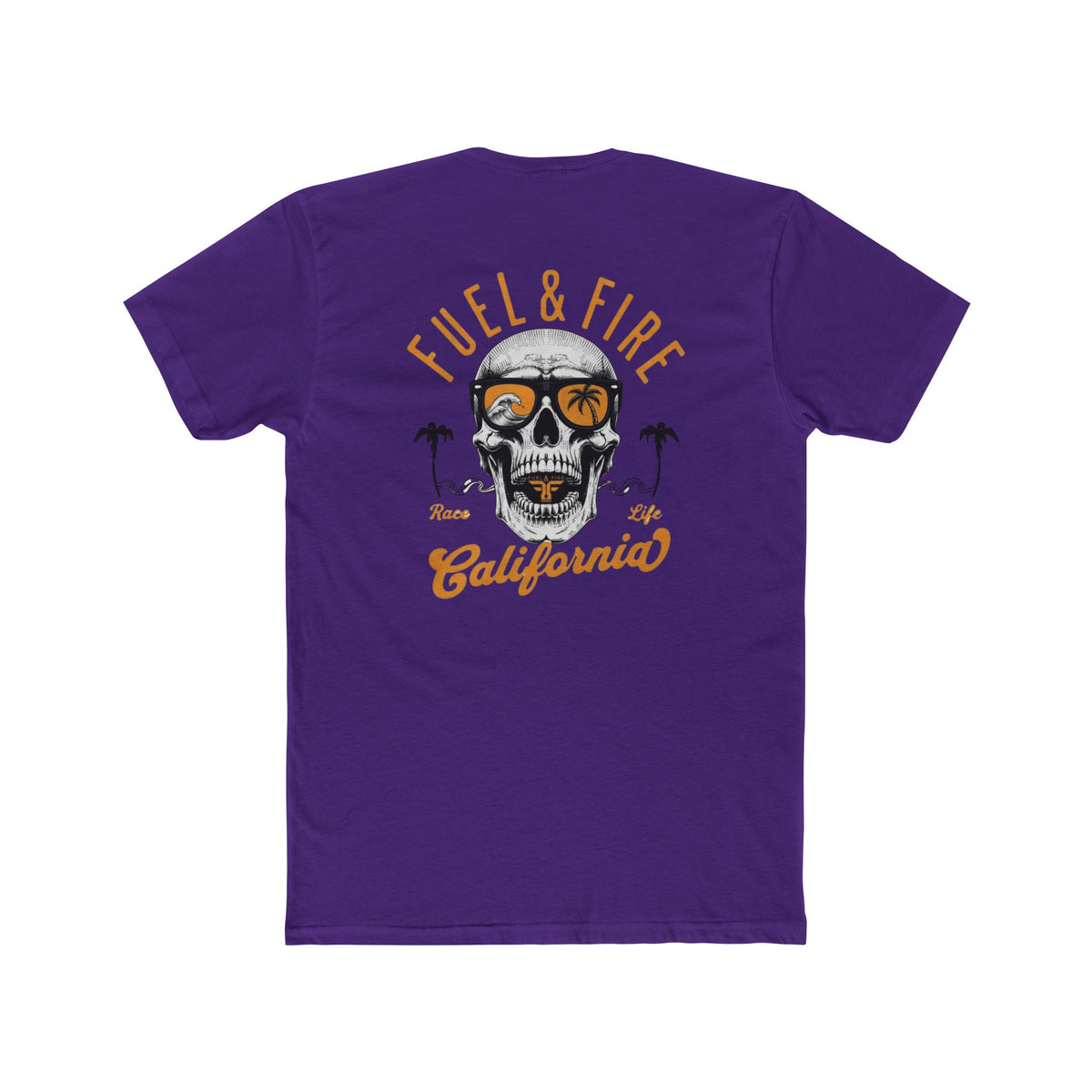 California Skull Tee - "Fuel & Fire" Retro Palm-Tree Graphic Cotton T-Shirt