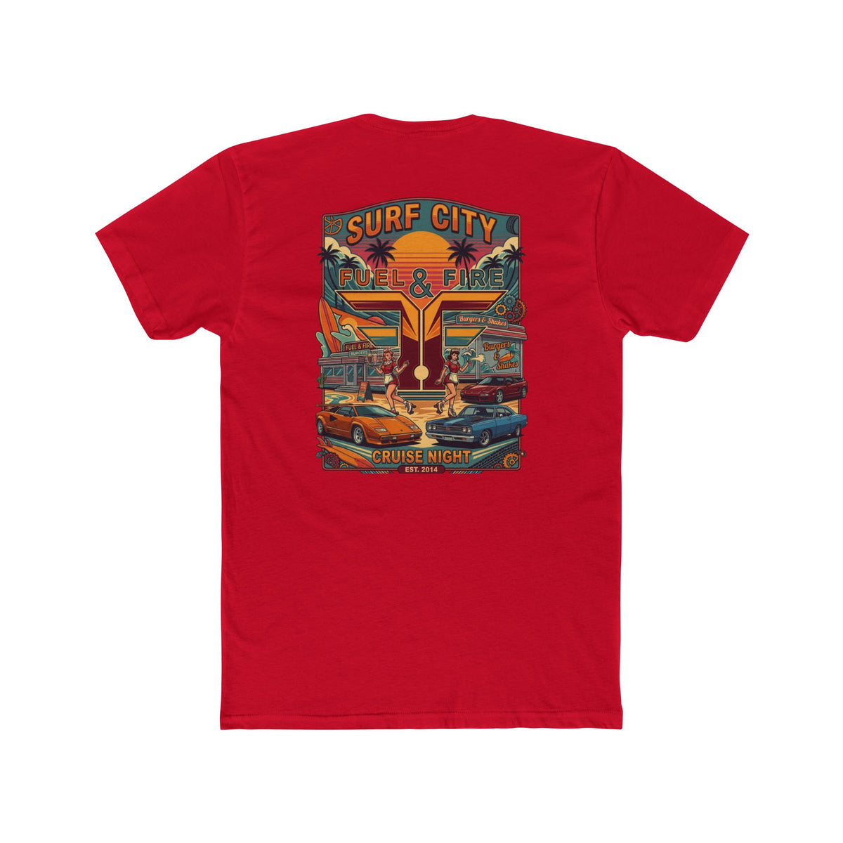 Surf City Cruise Night T-Shirt — Hot Rods JDM and Exotic Beach Cars Graphic Tee