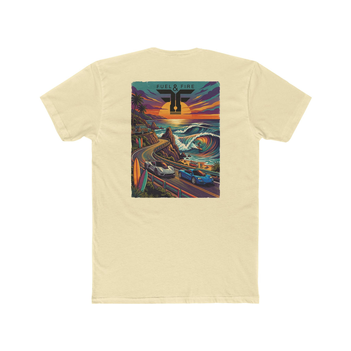 Surf Roadtrip T-Shirt —  Hennessey and McLaren Scenic Sunset Coastal Crew Tee