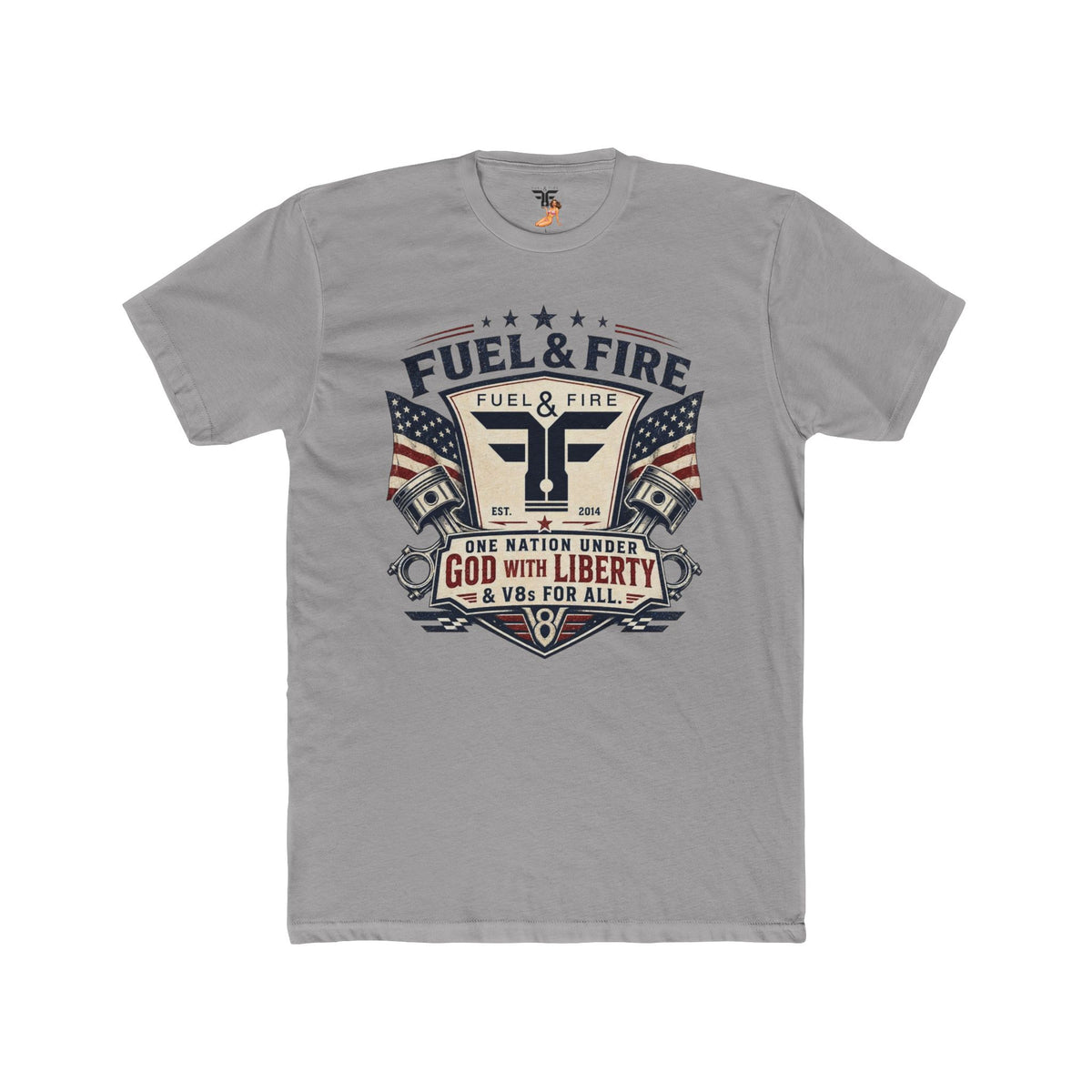 Fuel & Fire Patriotic Tee — "One Nation Under God With Liberty" Vintage American Flag Shirt