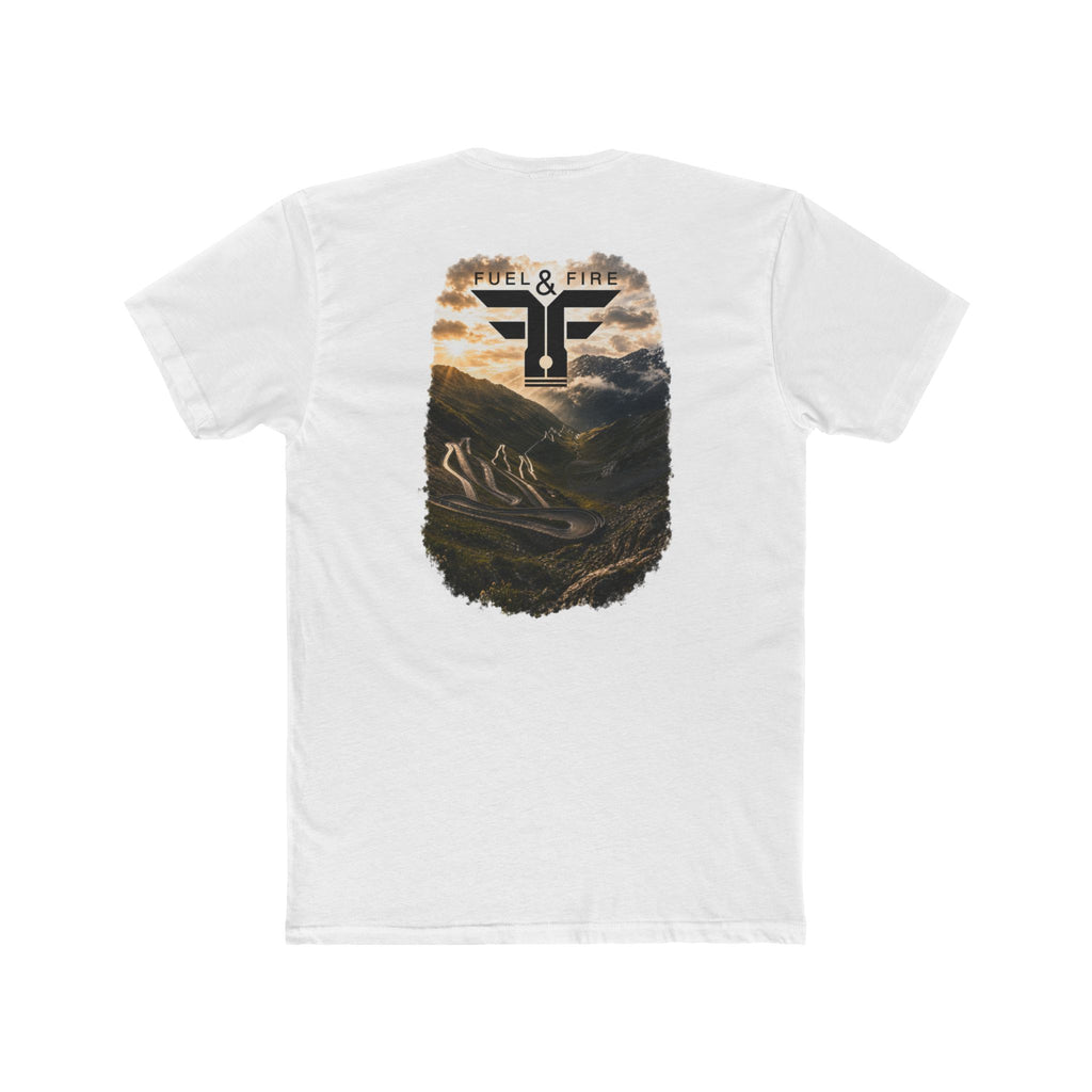 Fuel & Fire Mountain Landscape Tee — Stelvio Pass Logo Graphic T-Shirt