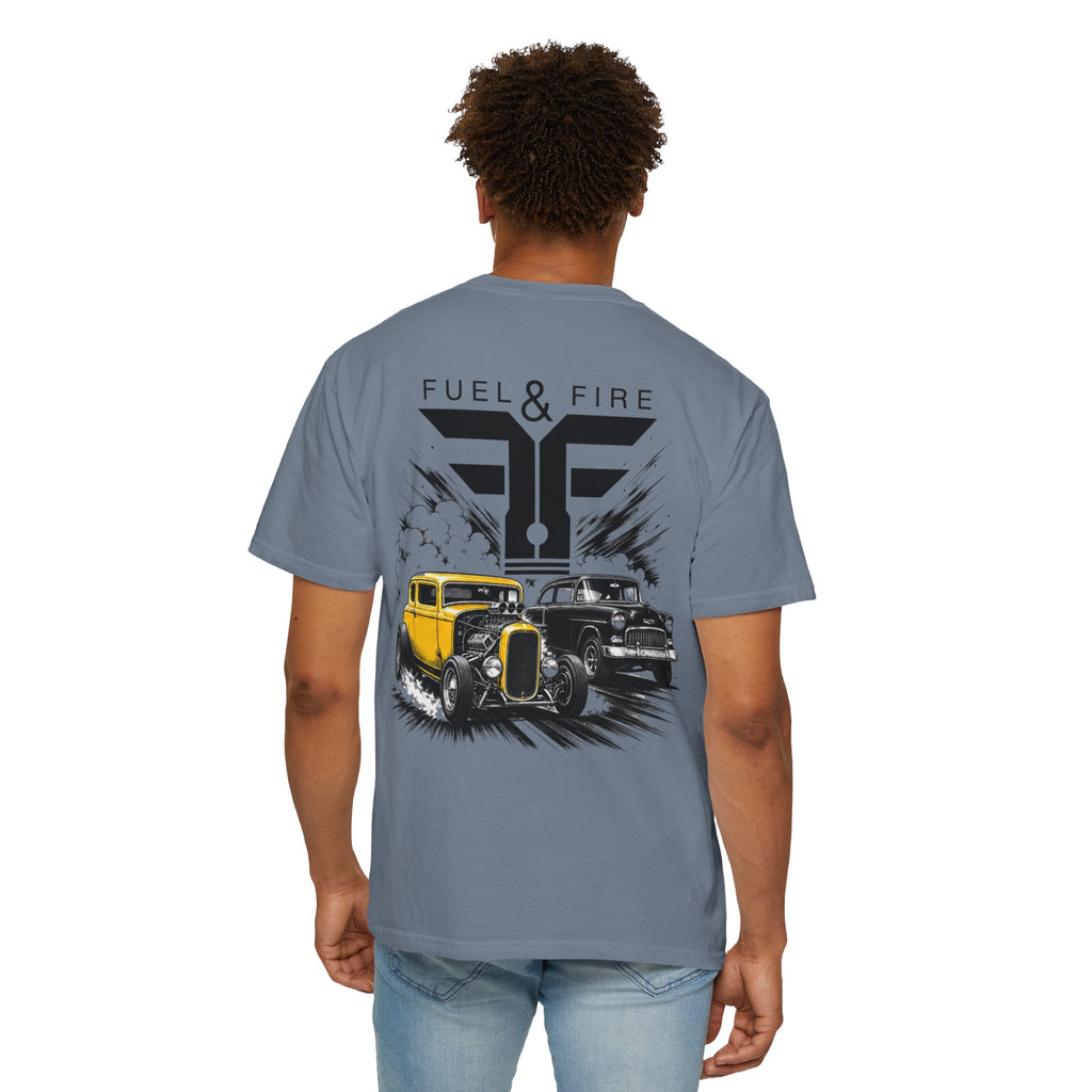 Fuel & Fire Vintage Hot Rod T-Shirt — Classic Car Graphic Tee